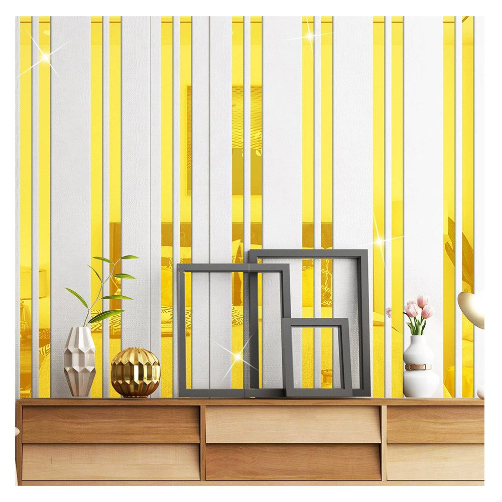 Agger Zierleiste 15 Stück selbstklebende flexible Leisten, glänzendes Spiegel-Design, 4*40cm, PVC,Spiegelrand Möbel Deckenleiste,für Wandrahmen/Tapetenkanten