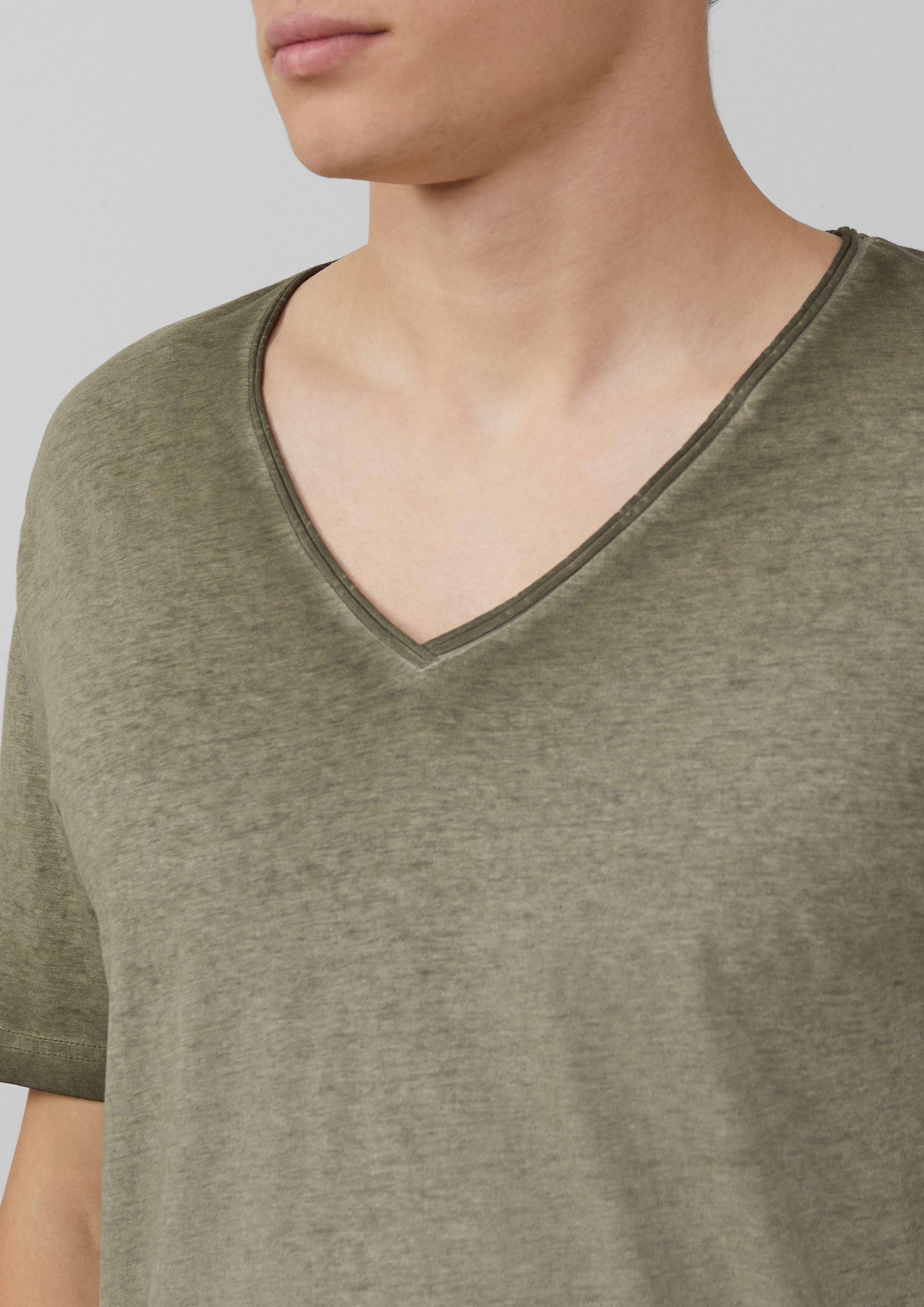 QS Kurzarmshirt Gewaschenes T-Shirt mit Rollkante günstig online kaufen