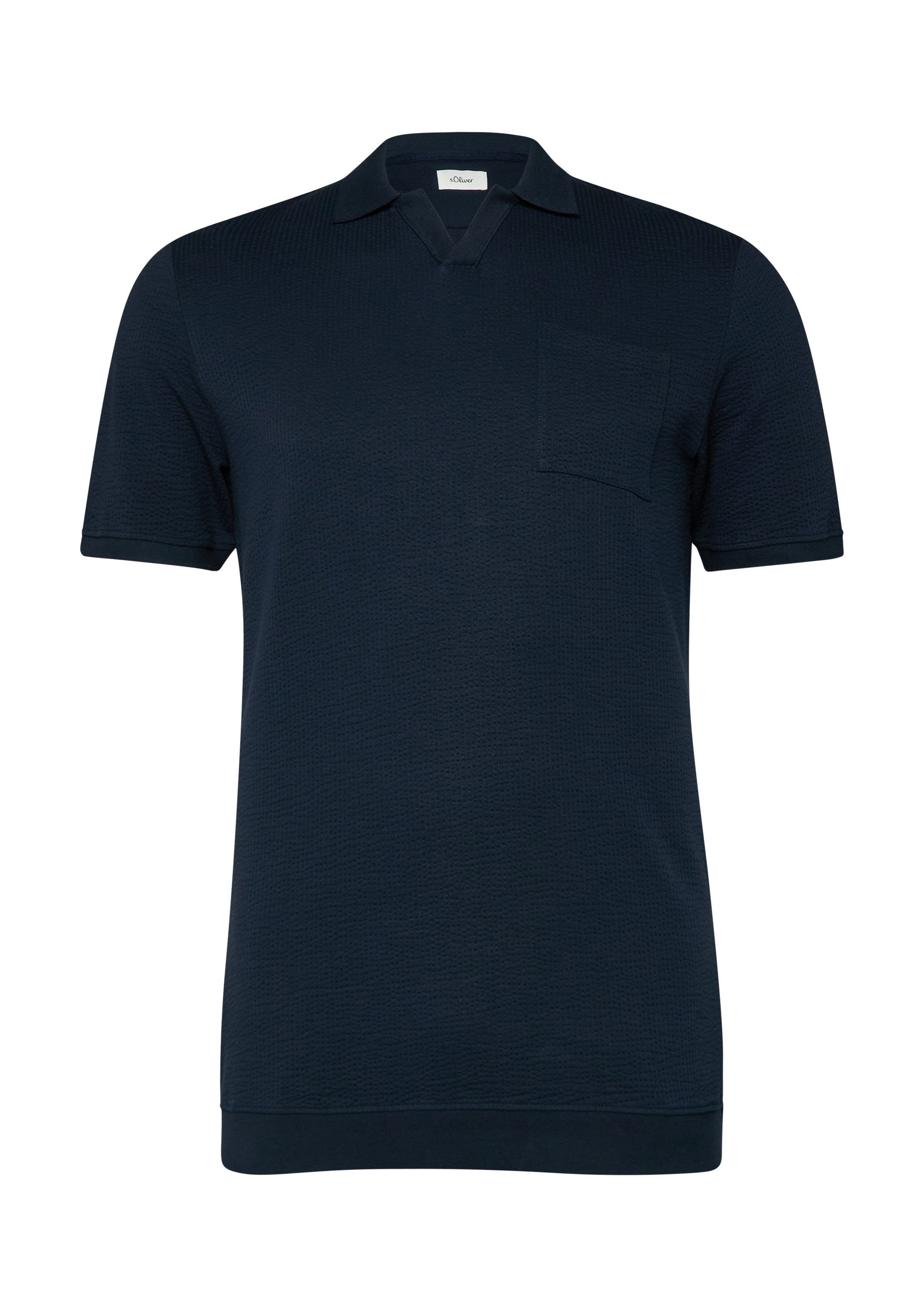 s.Oliver Kurzarmshirt Polo-Shirt Strukturiertes Poloshirt mit Brusttasche