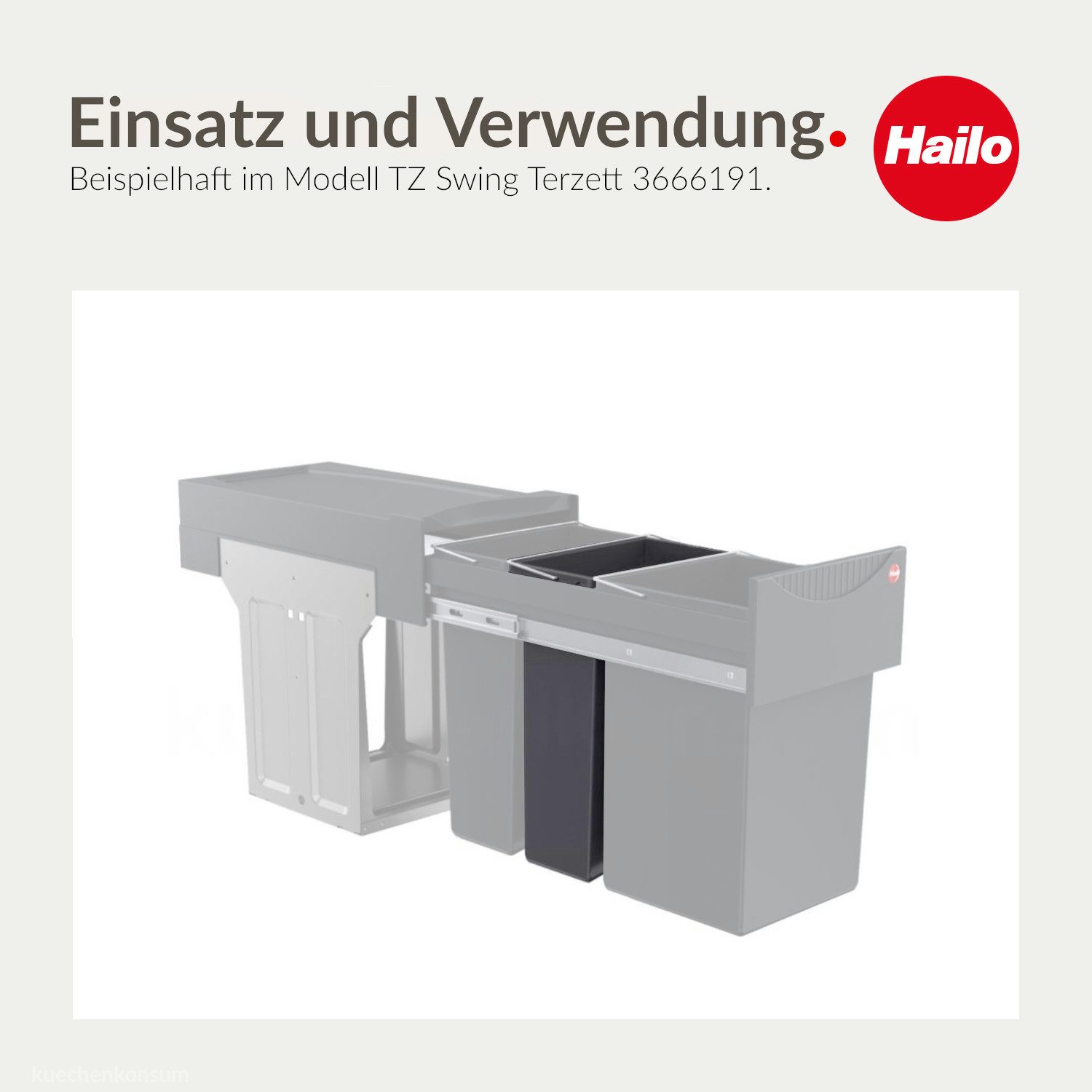 Hailo Einbaumülleimer Hailo Inneneimer 7 L dunkelgrau mit Henkel 1082479 – Bild 4 von 4