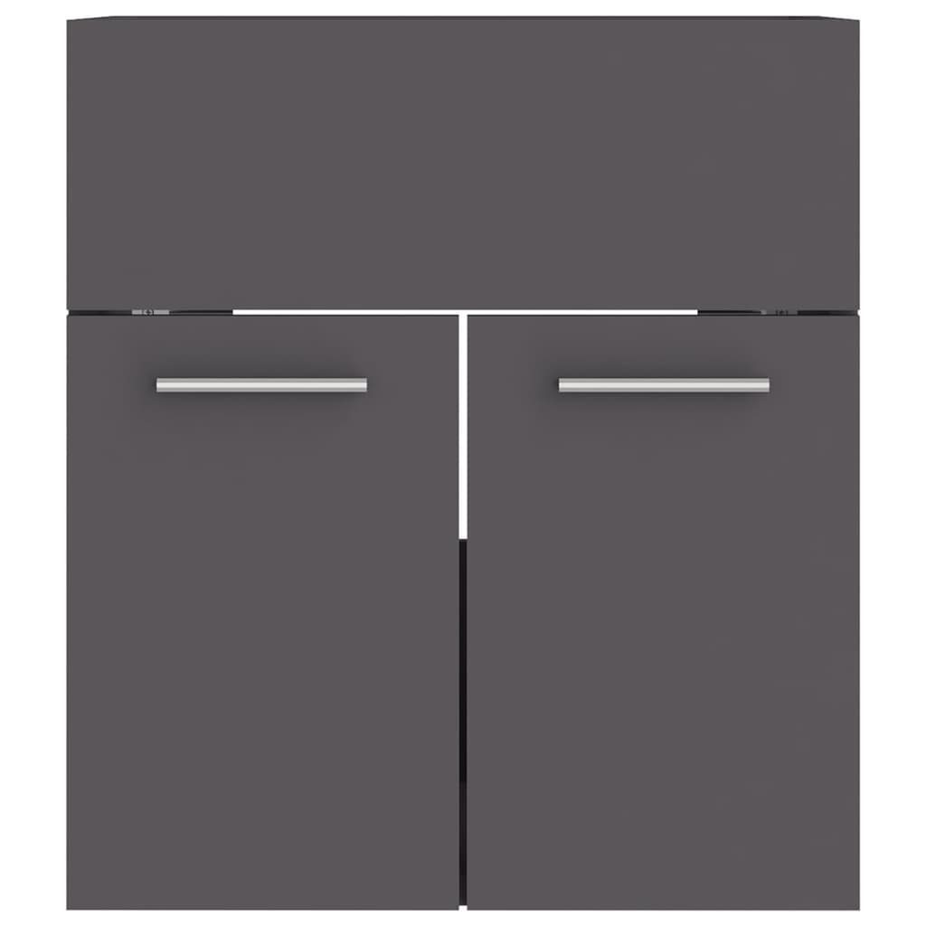 Waschbeckenunterschrank vidaXL Badezimmerspiegelschrank (1-St) Grau Holzwerkstoff Einbaubecken mit