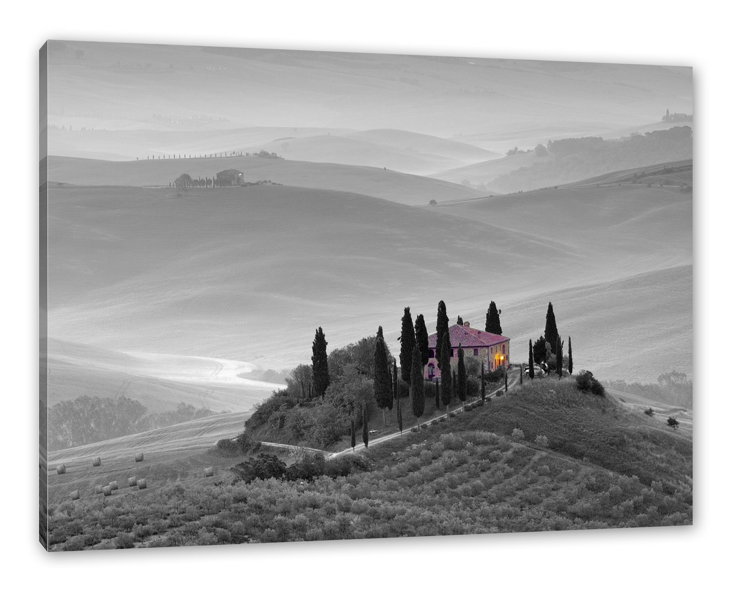 Pixxprint Leinwandbild Leinwandbild St), Toskana schöne (1 Zackenaufhänger Landschaft, fertig inkl. schöne Landschaft Toskana bespannt
