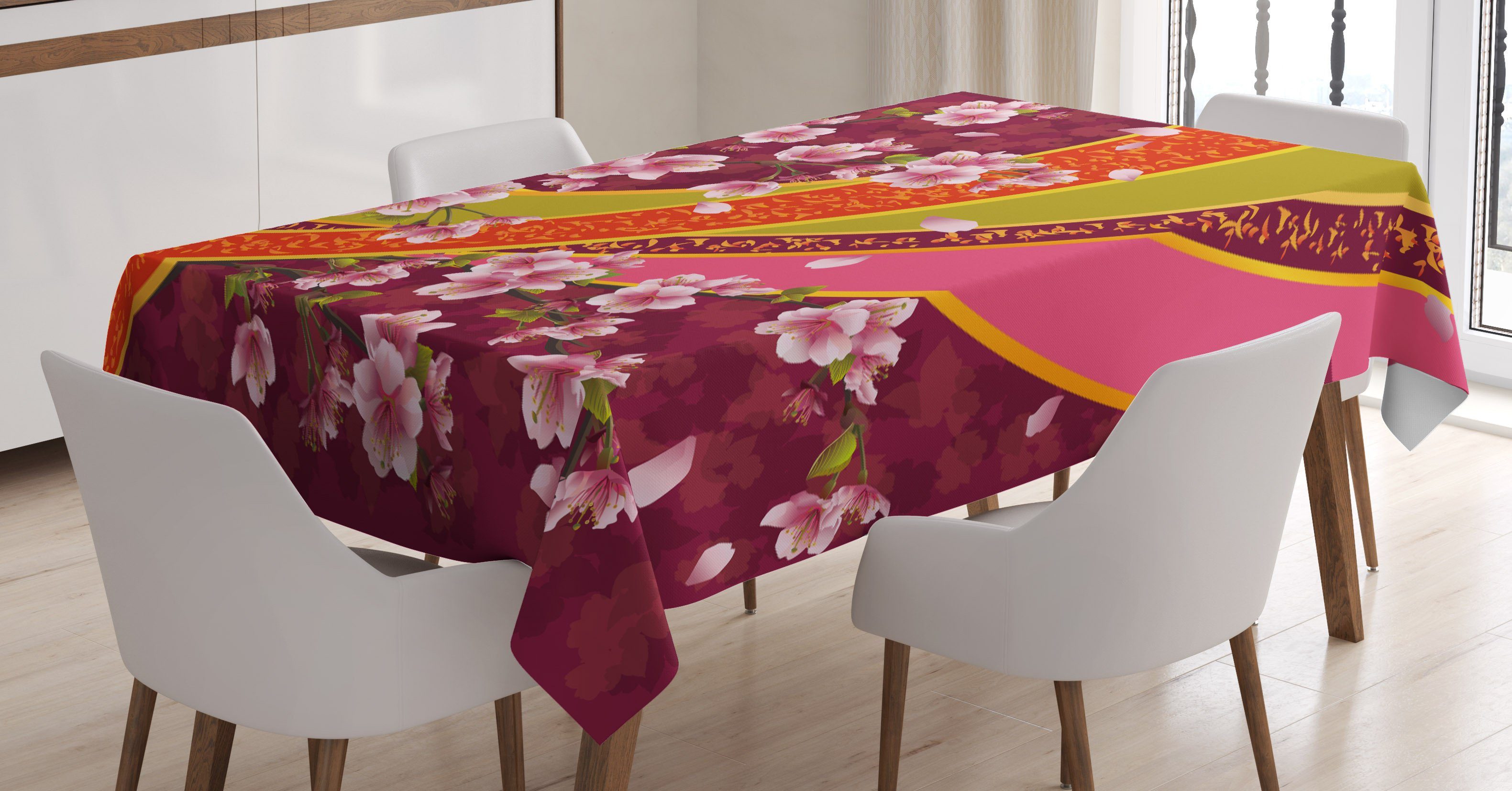 Abakuhaus Tischdecke Farbfest Waschbar Für den Außen Bereich geeignet Klare Farben, Blume Sakura Blossom Japanese