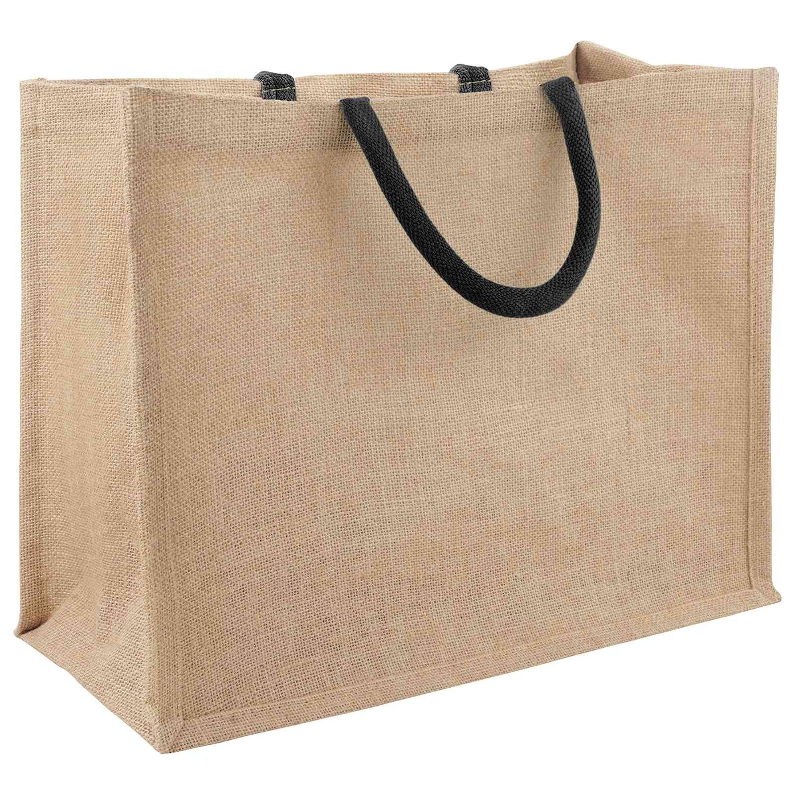 vidaXL Einkaufstrolley Jute-Handtaschen 10 Natürlich und Schwarz 42 x 33 x 19 cm