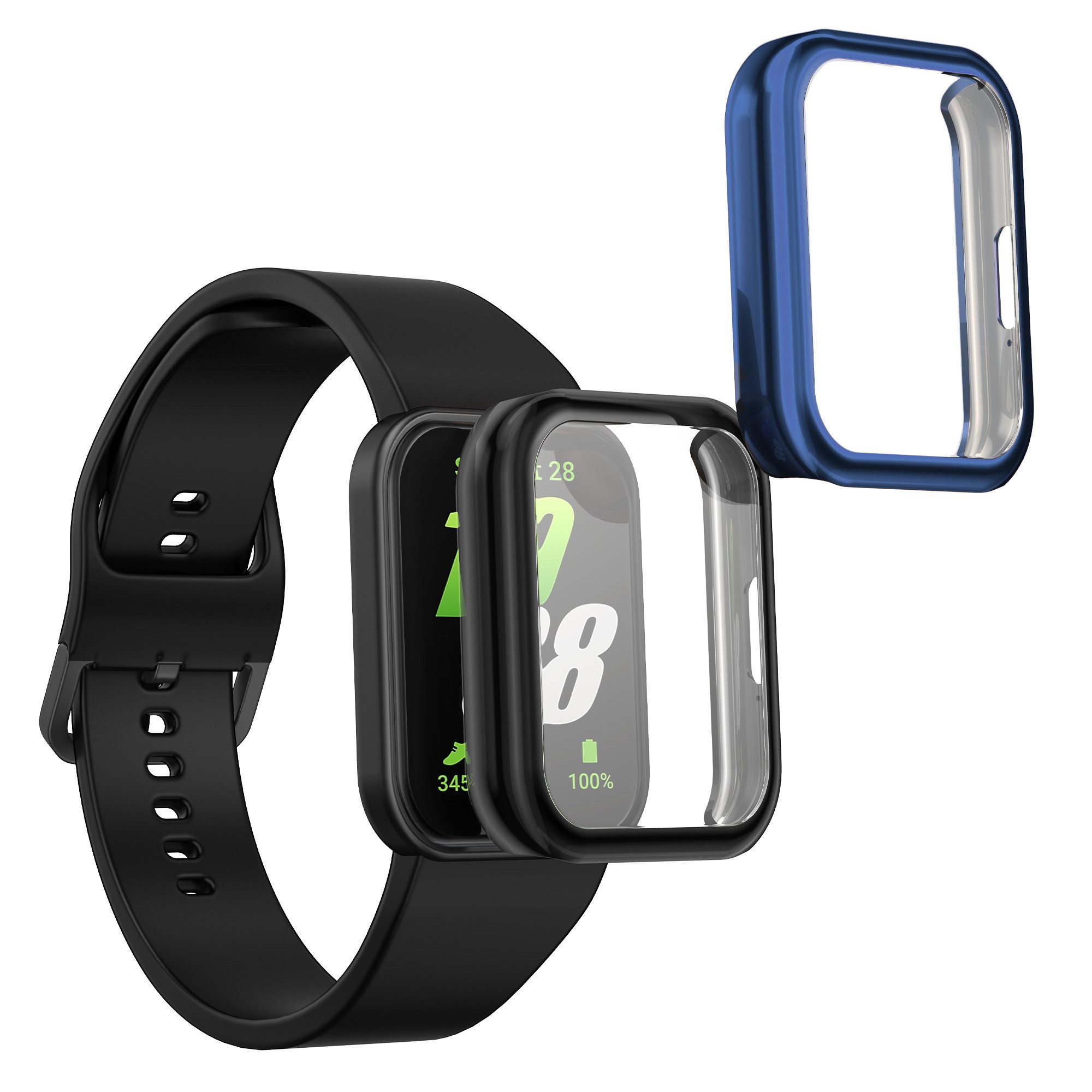 kwmobile Smartwatch-Hülle 2x Silikon Hülle für Samsung Galaxy Fit 3, Schutzhülle Fullbody Display Cover Set aus Silikon