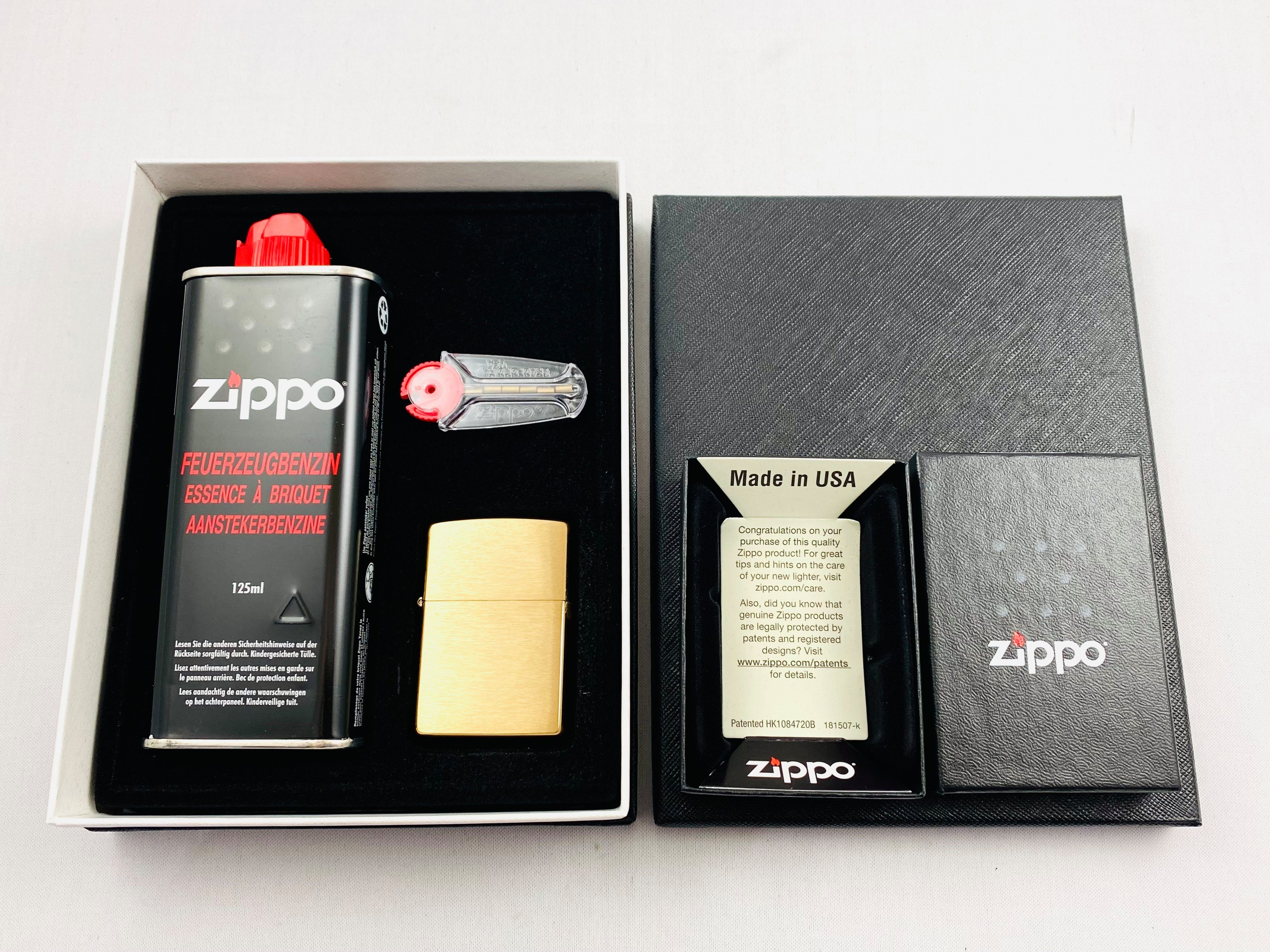 Zippo Feuerzeug Messing Gebürstet Geschenkset Sturmfeuerzeug
