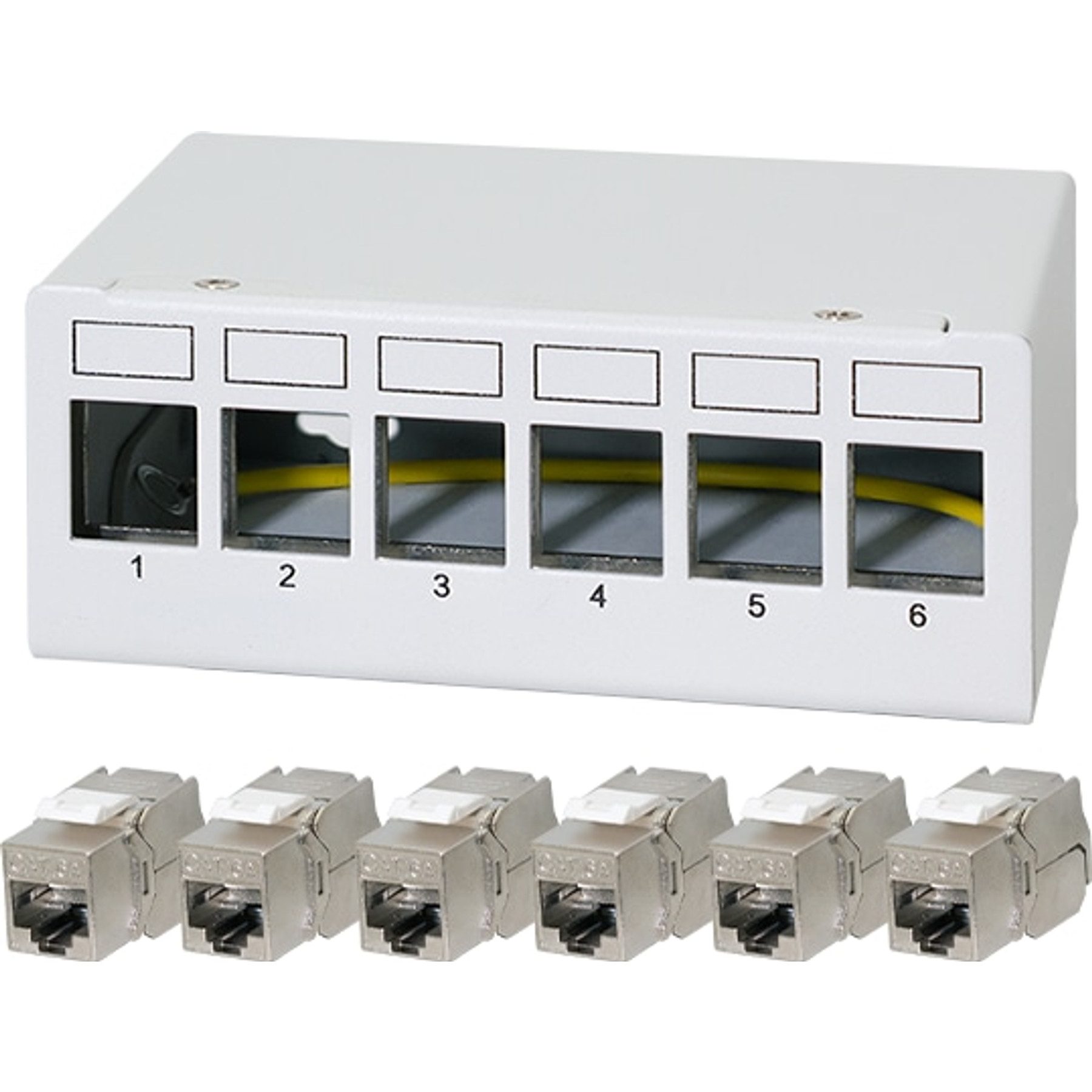 LogiLink LOGILINK Patchpanel NK4091 6Port inkl. 6 CAT6A Modulen Netzwerk-Patch-Panel
