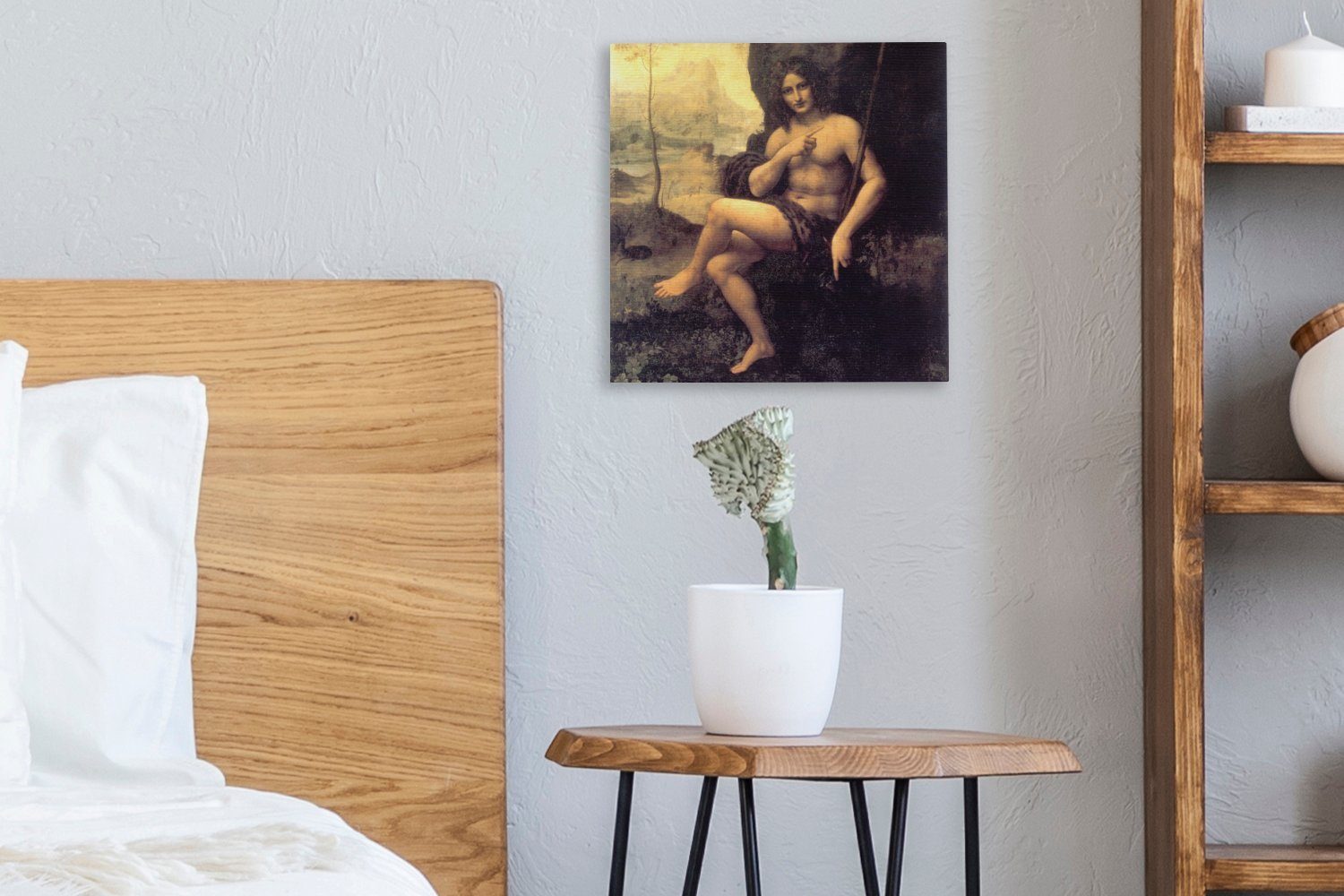 OneMillionCanvasses® Leonardo Wüste Johannes Schlafzimmer Vinci, in Der Leinwandbild für Wohnzimmer heilige - Leinwand Bilder da der (1 St),