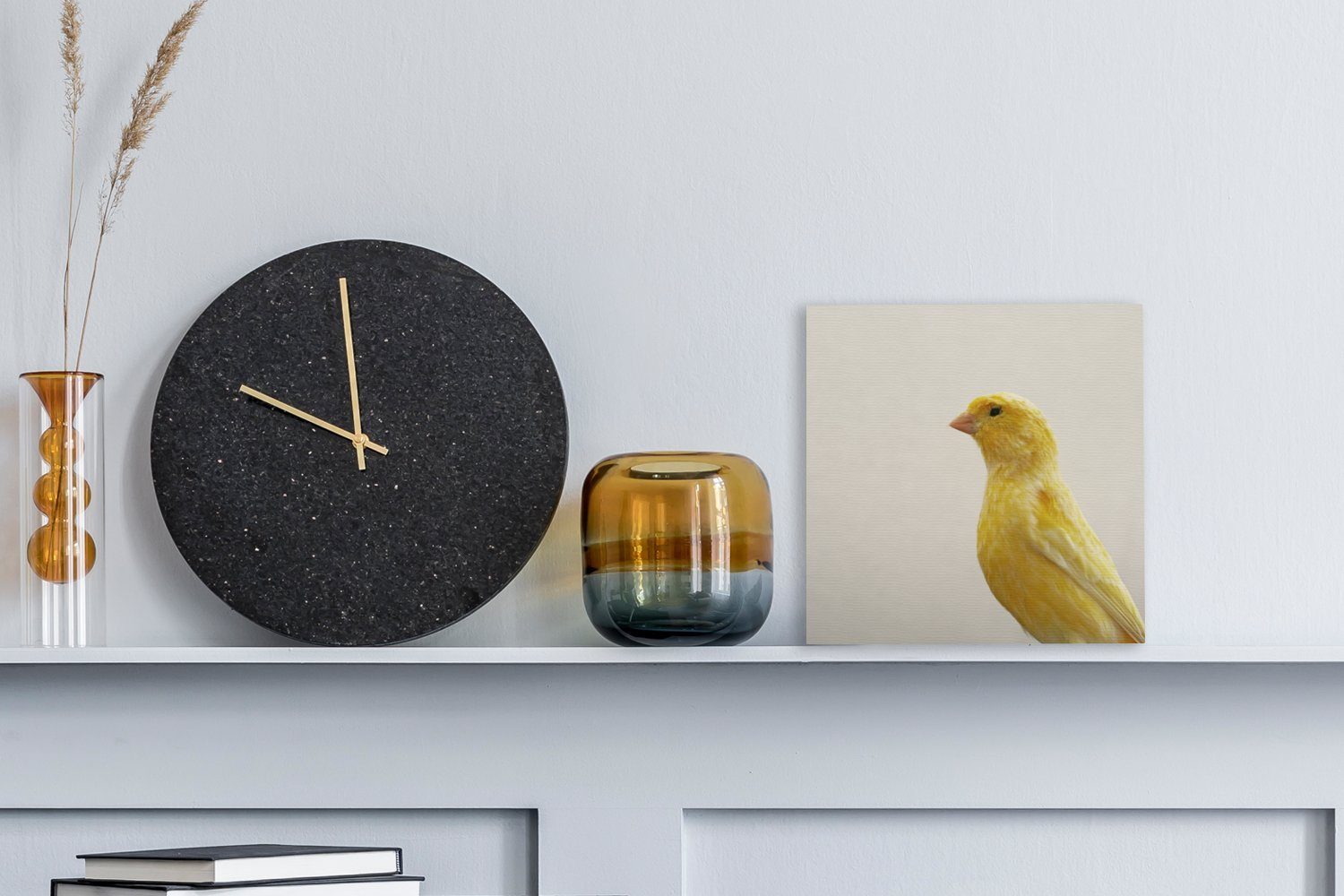 OneMillionCanvasses® Leinwandbild Hintergrund, Kanarienvogels mit eines Schlafzimmer für Leinwand weißem Nahaufnahme (1 gelben Wohnzimmer Bilder St)