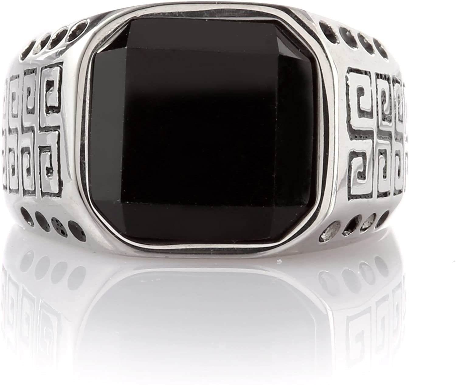 Karisma Fingerring »Karisma Klassicher Edelstahl 316L Männer Ring mit Schwarzem Stein
