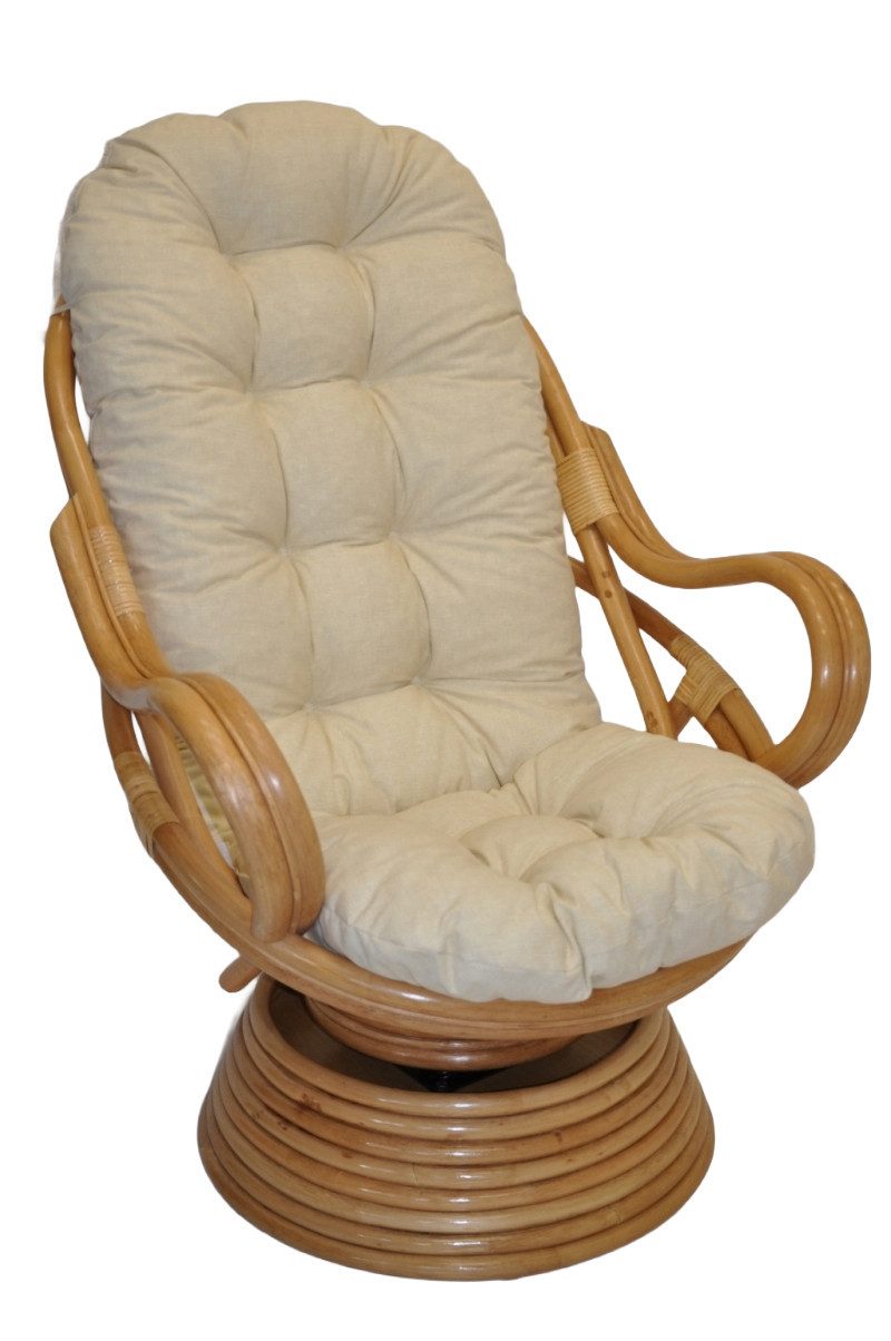 Rattani Rattanstuhl Rattan Drehsessel, Drehwippsessel Linda Fb. honig, 13 Polsterfarben zur Auswahl