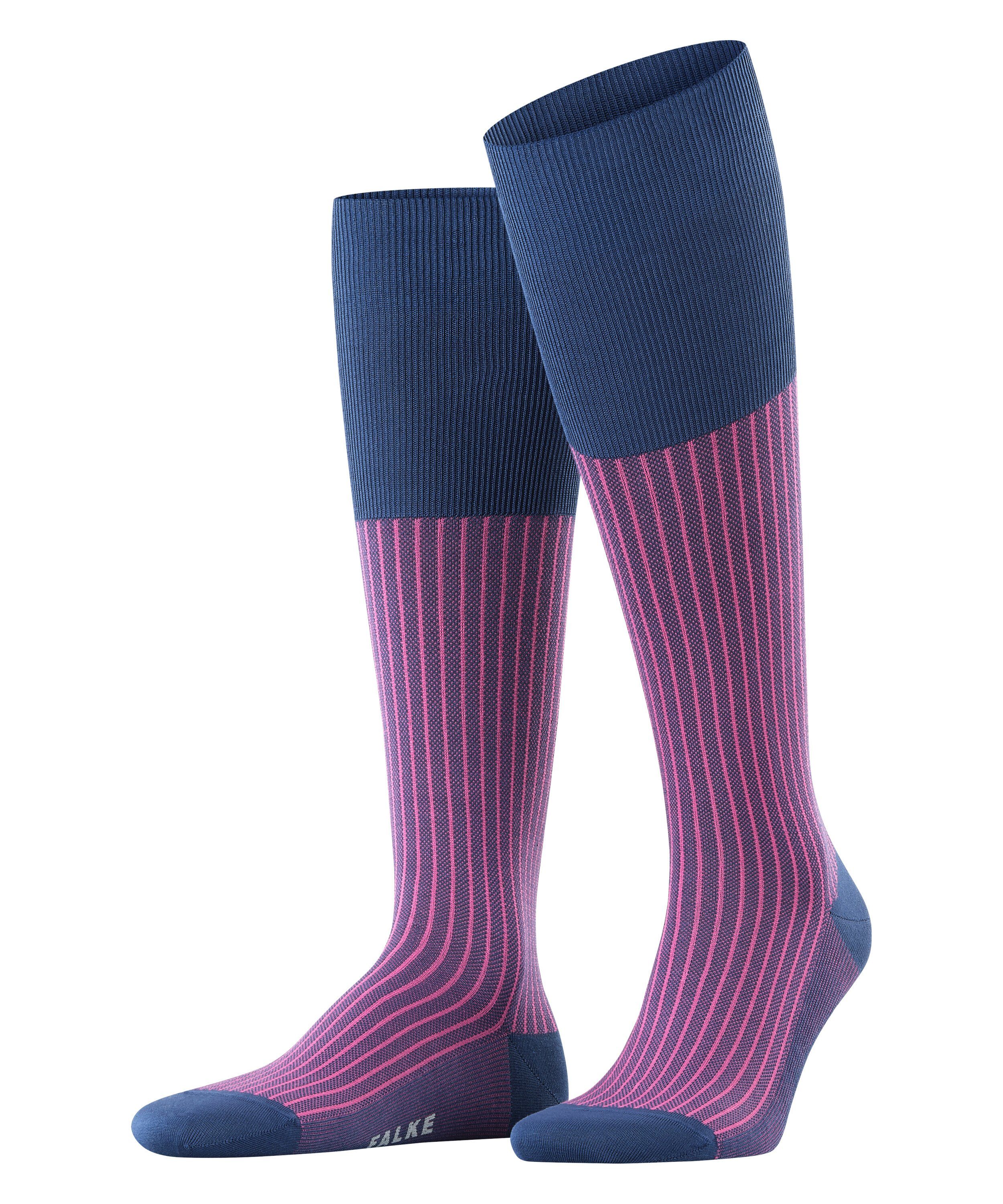 blue (6000) d'Ecosse Baumwolle aus Fil FALKE Oxford (1-Paar) Kniestrümpfe Stripe royal