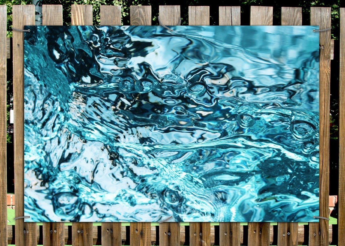 Thumbnail - Wallario Sichtschutzzaunmatten Frisches blaues Wasser in Aufruhr