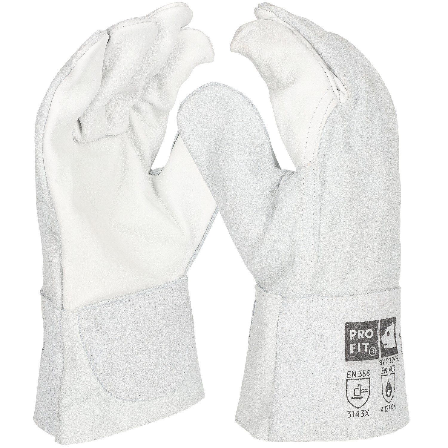 PRO FIT by Fitzner Hitzeschutzhandschuhe Kombi Rind Leder Arbeitshandschuh,"Eisen", 27 cm 10