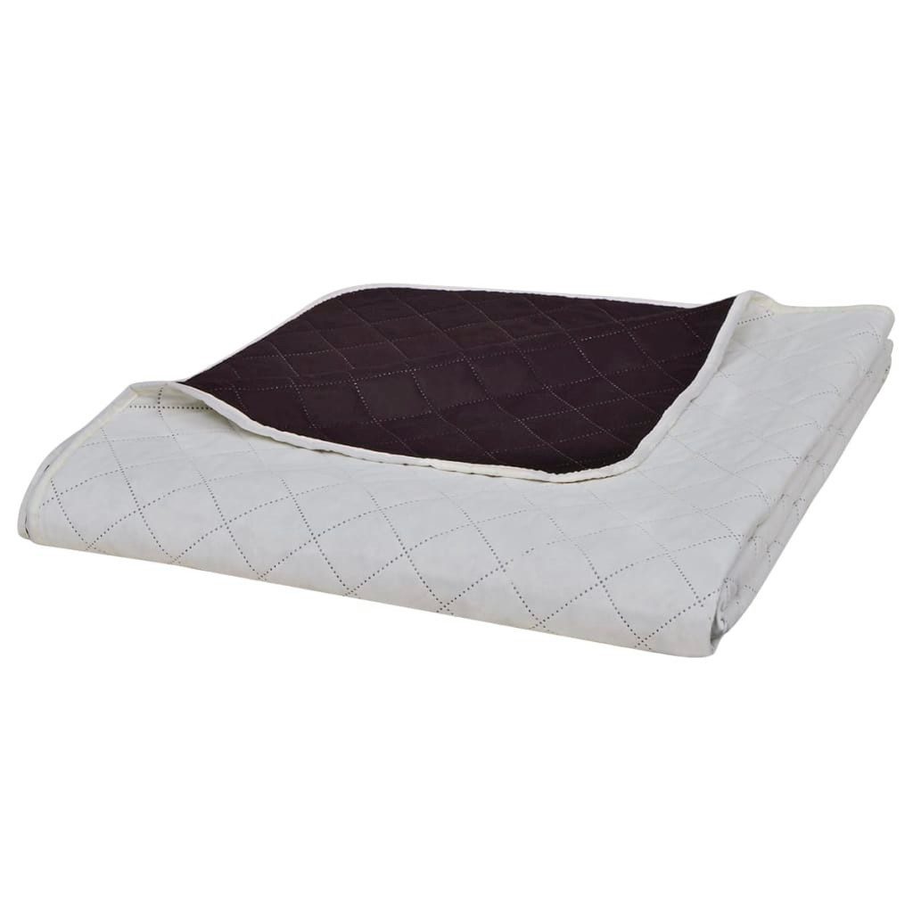 vidaXL Baumwollbettdecke Zweiseitige Tagesdecke Gesteppt Beige/Braun günstig online kaufen