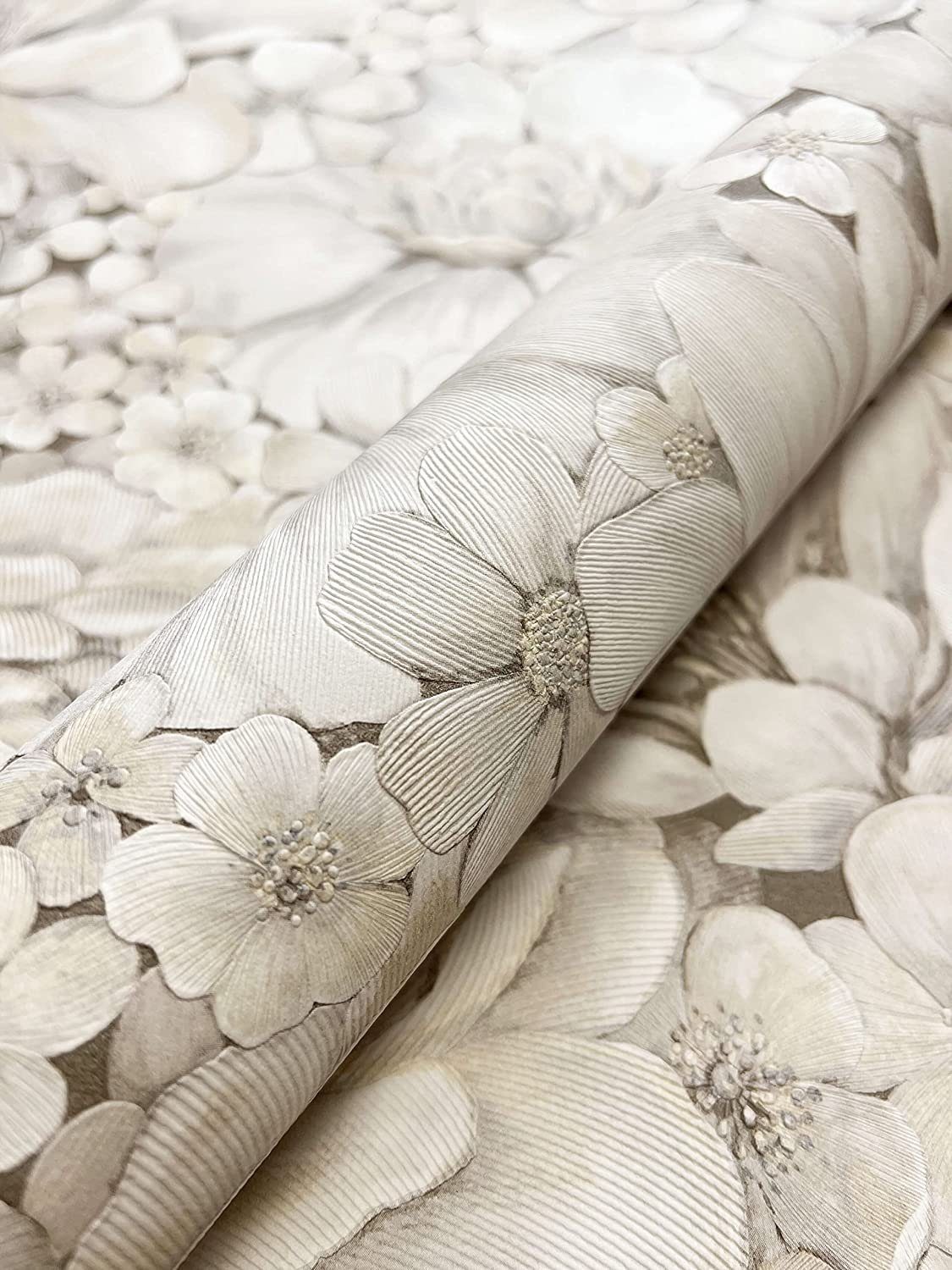 Newroom Vliestapete, Beige Tapete Floral Blumen günstig online kaufen