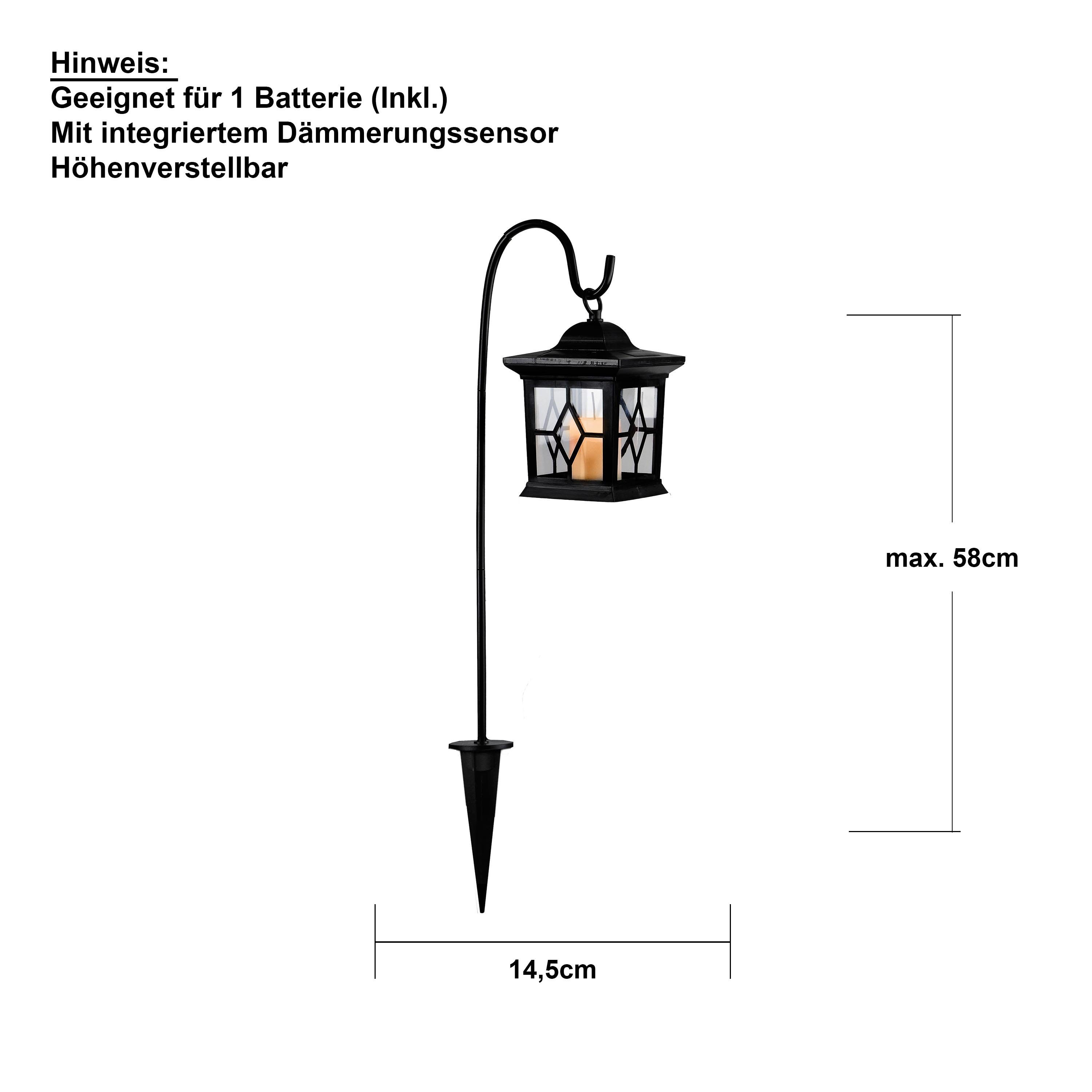 LED-Solarlaterne, 58 1-teilig,ca. Dekolicht 14,5 cm, TRADING cm Star x Milan, schwarz STAR 477-20 LED