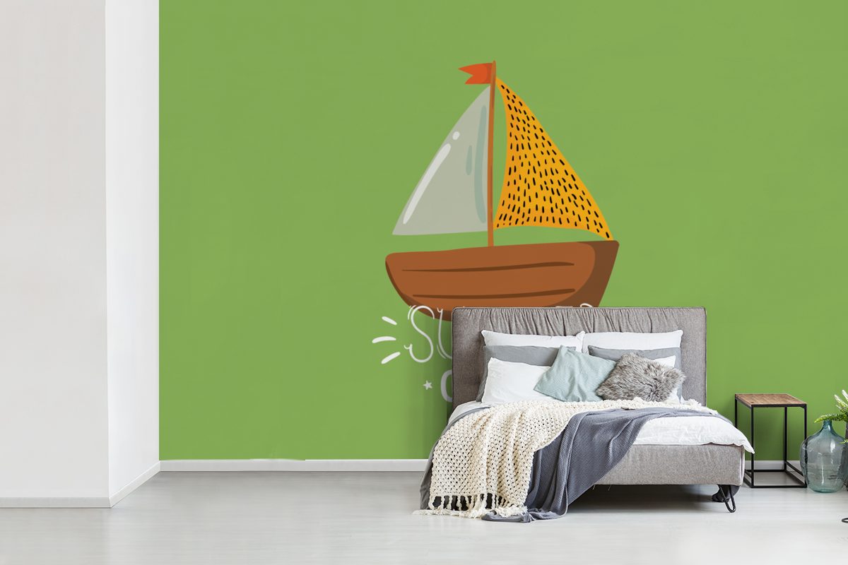 Kinderzimmer, Tapete - Schlafzimmer, Wallpaper Boot - MuchoWow bedruckt, Fototapete Vinyl Wohnzimmer, für Gelb, St), Sommer (6 Matt,