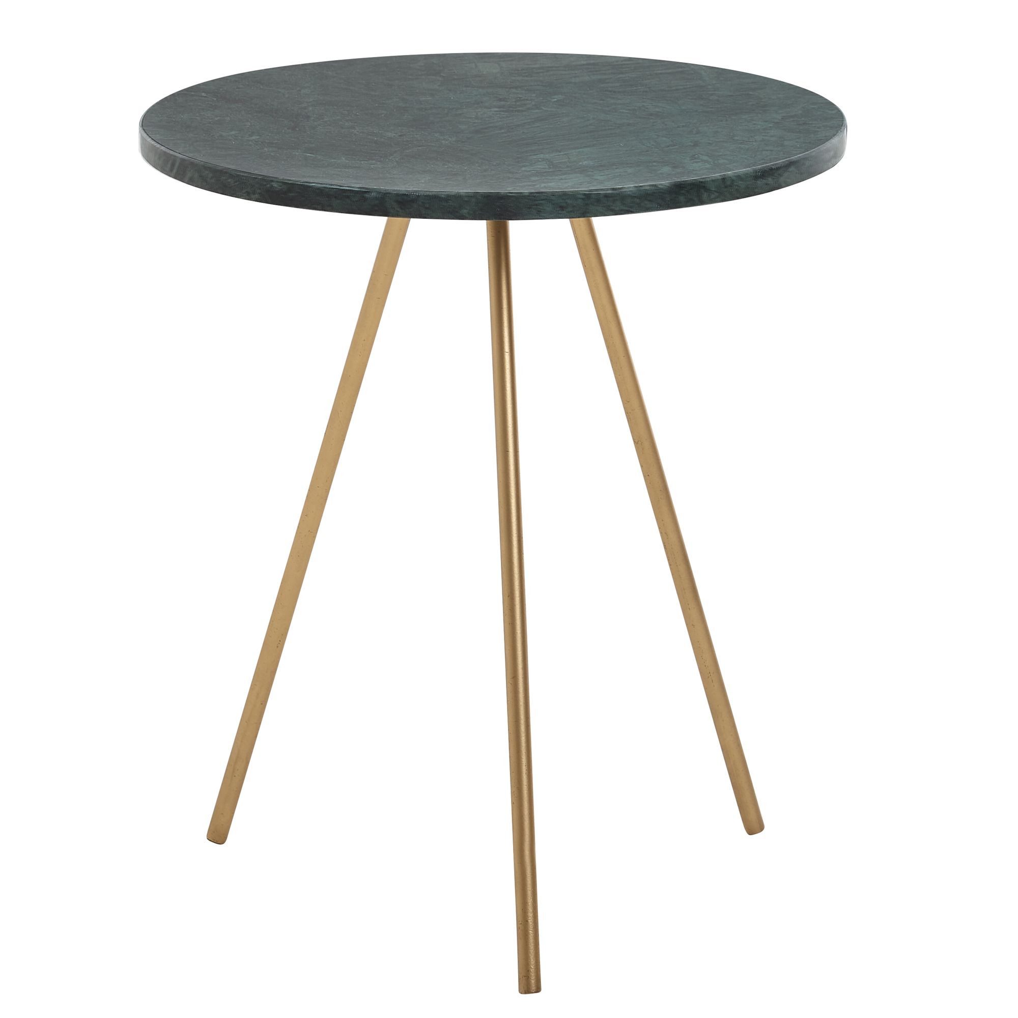 Wohnling Beistelltisch WL6.463 Echter Marmor Sofatisch Ø 38cm Tisch Wohnzimmertisch Run (Echter Marmor Grün 38x38x44cm Anstelltisch Metall), Dreibein Sofatisch, Wohnzimmertisch Rund Modern