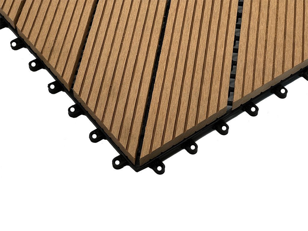 Outgarden Terrassenplatte WPC-Fliese Diagonal Teak, WPC 30x30, Holzoptik