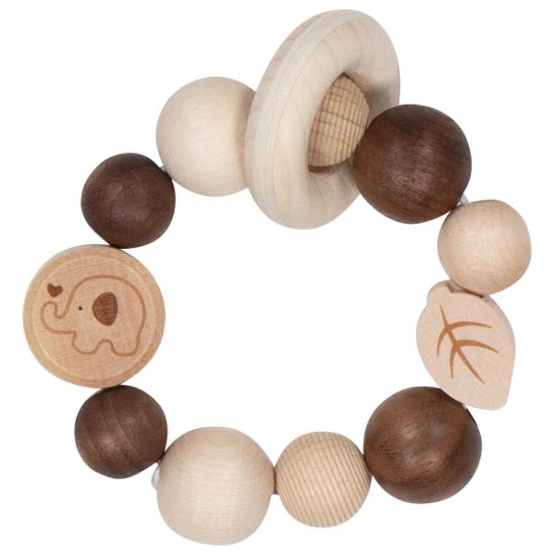 goki Greifling Schnullerkette Elefant beige braun, Mädchen und Jungen (1-tlg), aus Holz