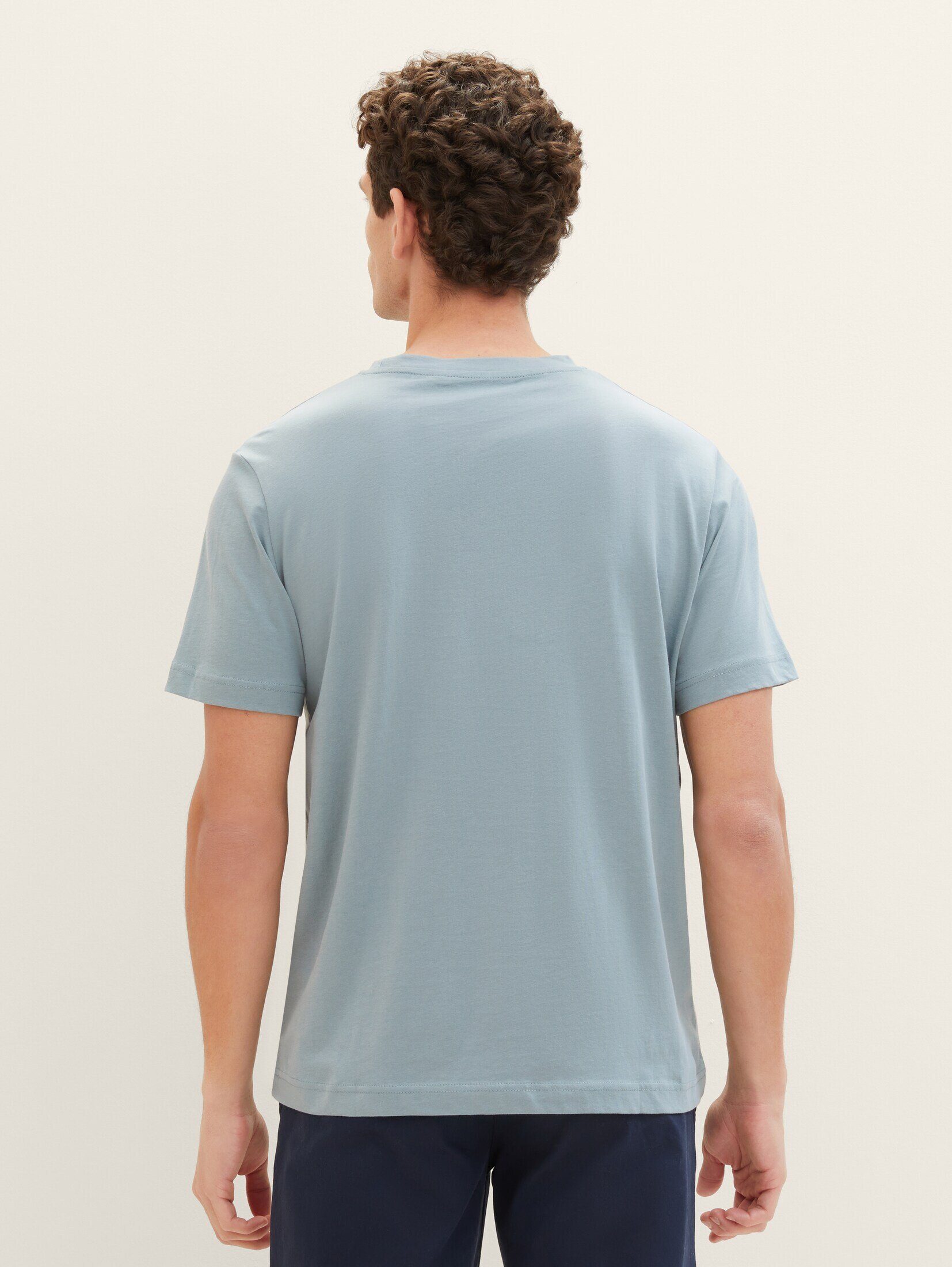 grey T-Shirt Colour TOM mint TAILOR Blocking mit T-Shirt