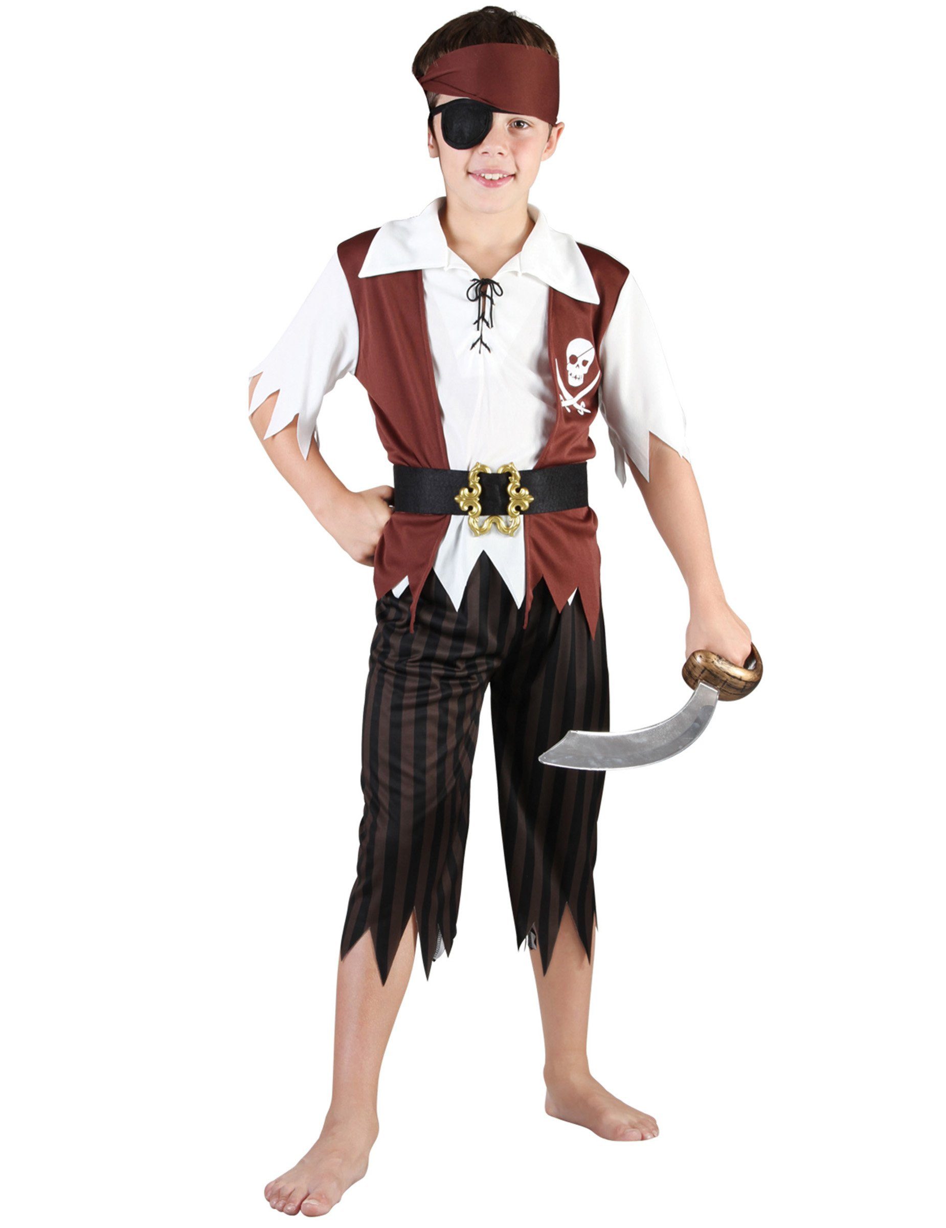 Kostüm Seeräuber-Kinderkostüm Piratenmatrose braun-weiss-schwarz