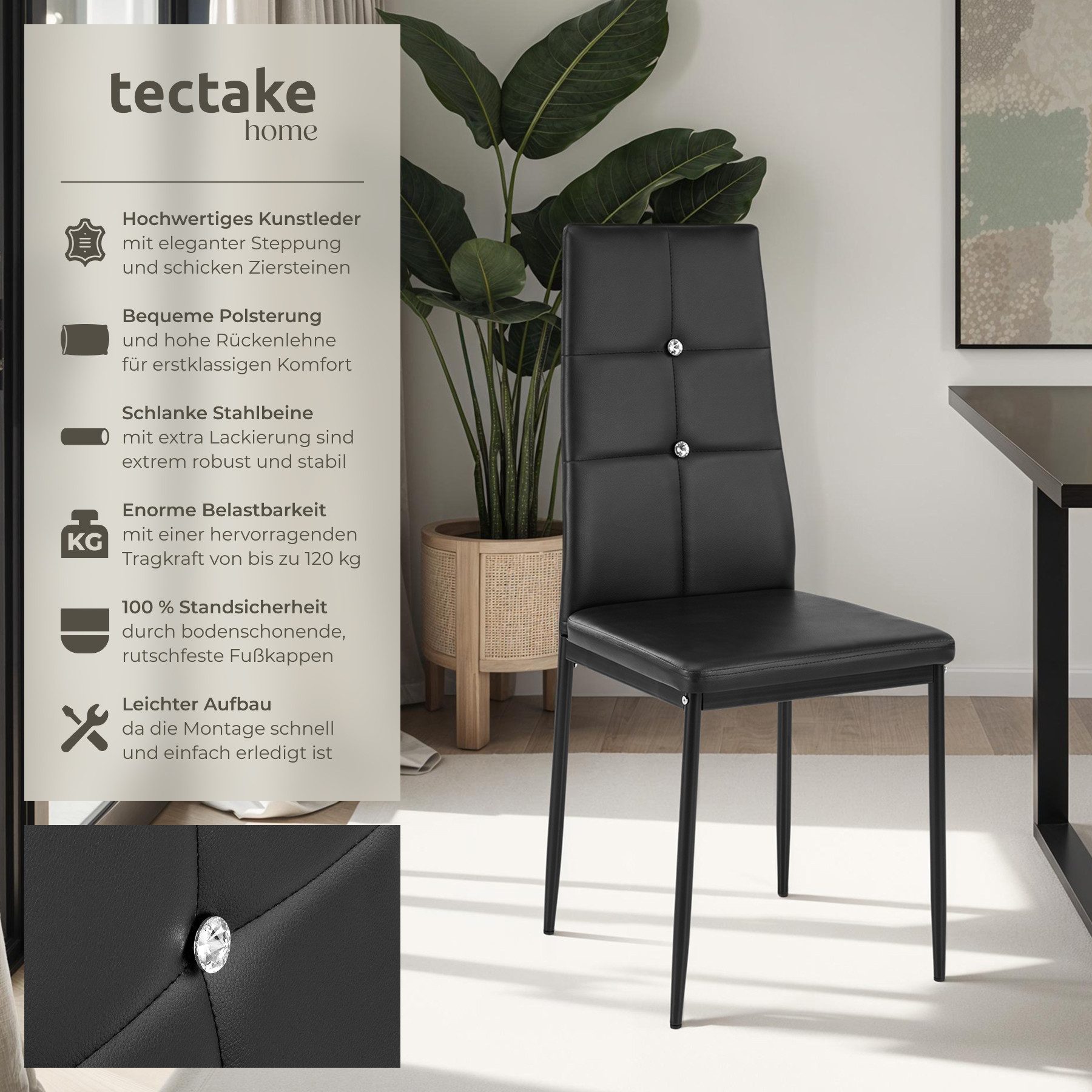 tectake Esszimmerstuhl Set Esszimmerstuhl (Set, 8 günstig online kaufen