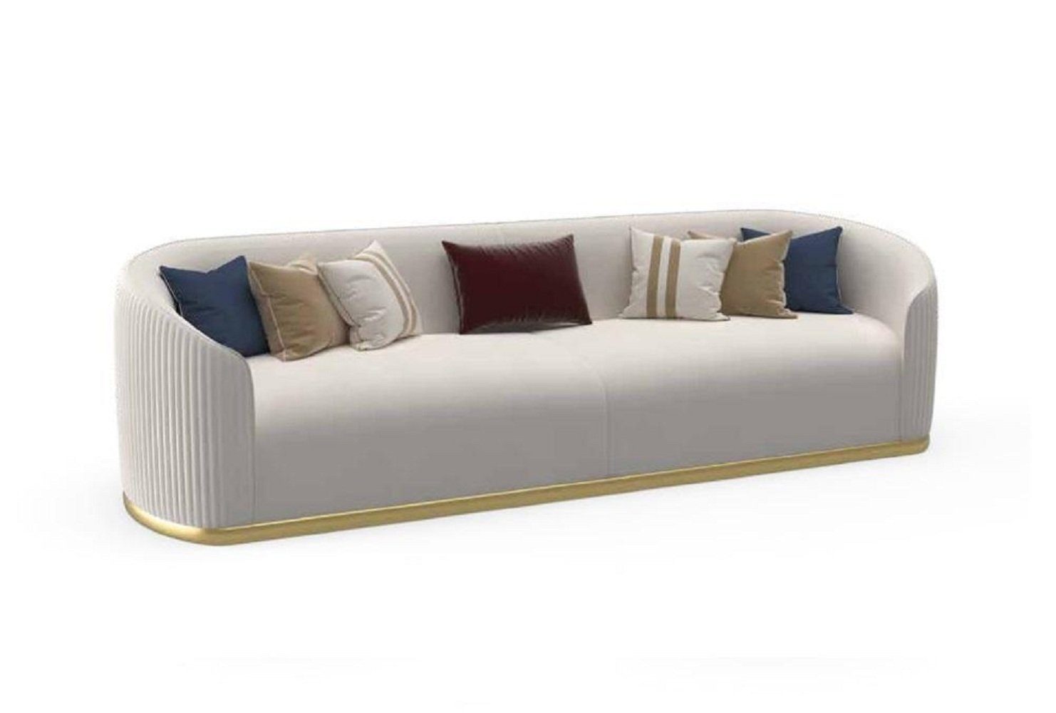 JVmoebel 3-Sitzer Sofa 3 Sitzer Polster Couch Modern Stil Luxus Textil Weiß Sofa, 1 Teile, Made in Europa
