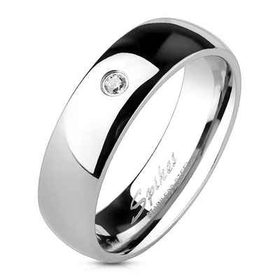 BUNGSA Fingerring Ring schmal mit Kristall Silber aus Edelstahl Damen (Ring, 1-tlg), Frauen Mädchen