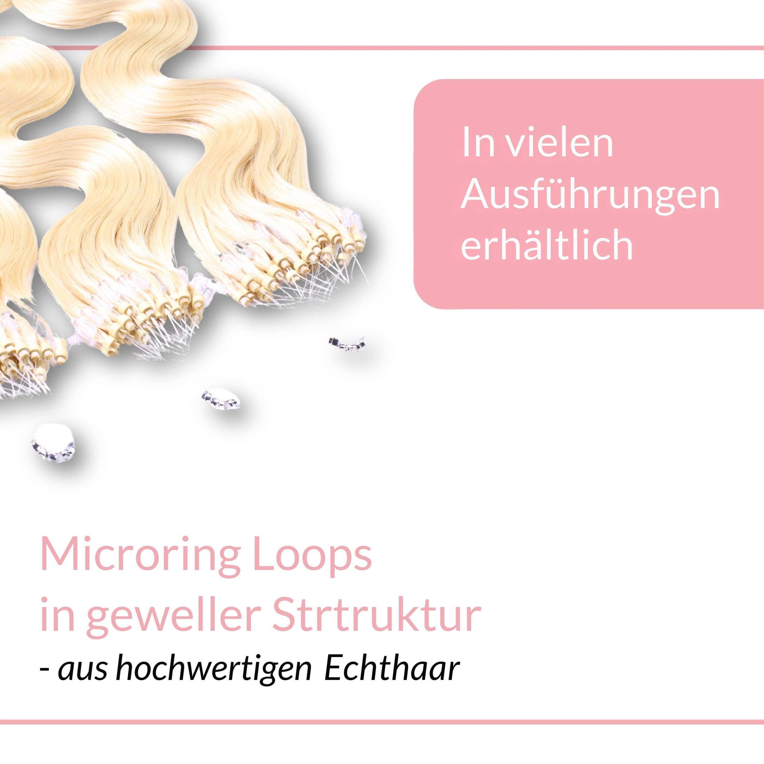 hair2heart Echthaar-Extension Microring Loops - gewellt #10/0 Hell-Lichtblond 0.5g 40cm