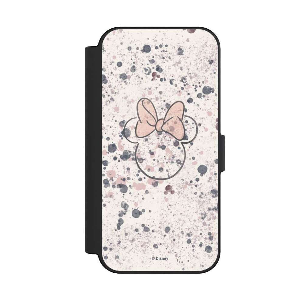 NIVOCASE Handyhülle Wasserfarbe Minnie Mouse Disney Minnie Mouse Splash, Apple iPhone 16 Klapphülle Handyhülle aus Kunst Leder NIVOflip schwarz