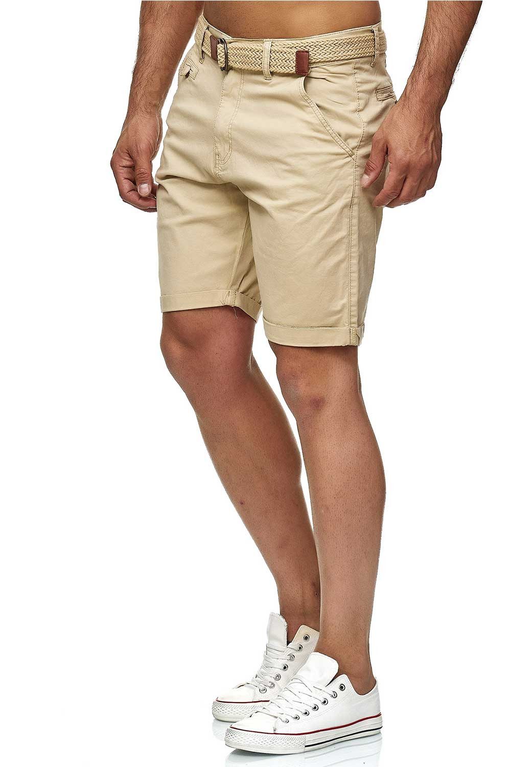 Indicode Shorts Herren kurze Hose mit Gürtel - Conor - Aus Baumwolle - Regu günstig online kaufen