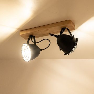 etc-shop LED Deckenspot, Leuchtmittel inklusive, Warmweiß, Farbwechsel, RGB LED Deckenleuchte Wohnzimmerlampe dimmbar Spots beweglich Holz
