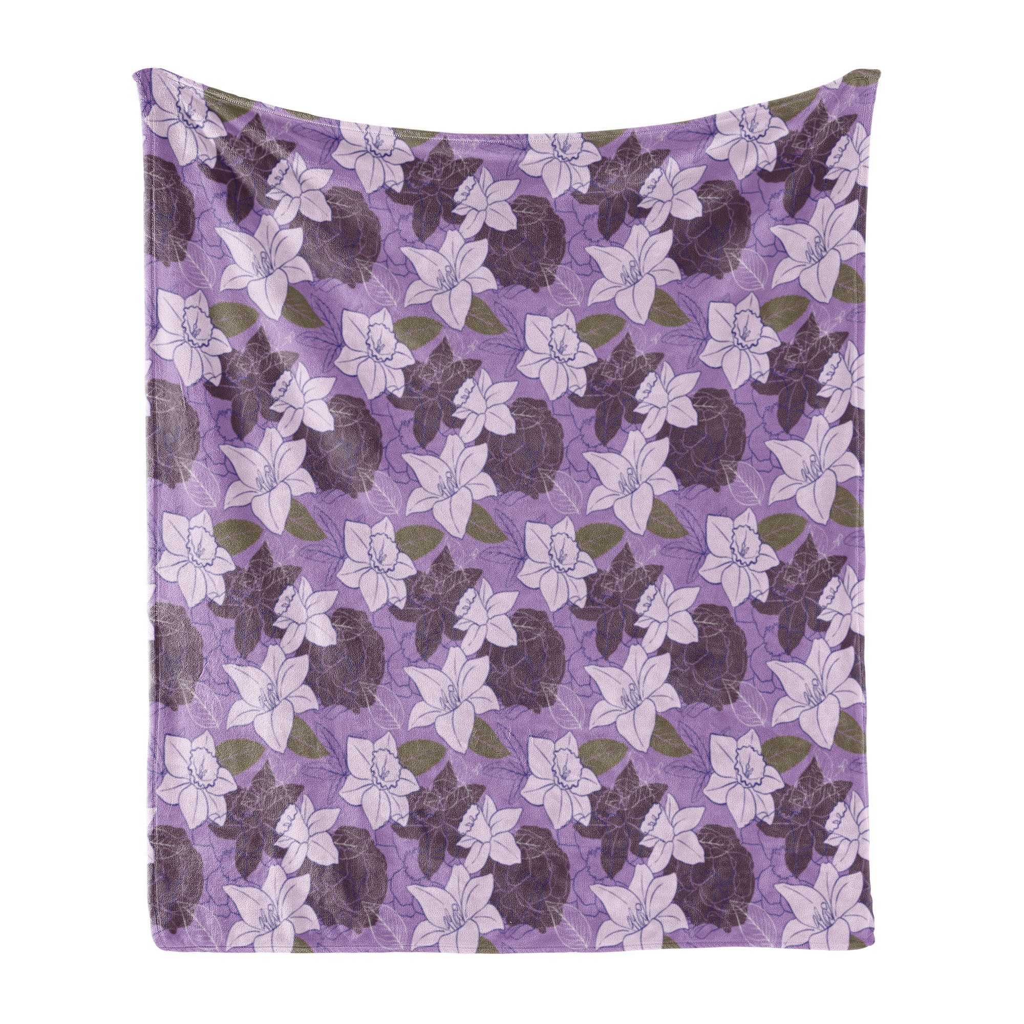 Wohndecke Gemütlicher Plüsch für den Innen- und Außenbereich, Abakuhaus, Englisch Kunst Blumenblütenblätter Botanical