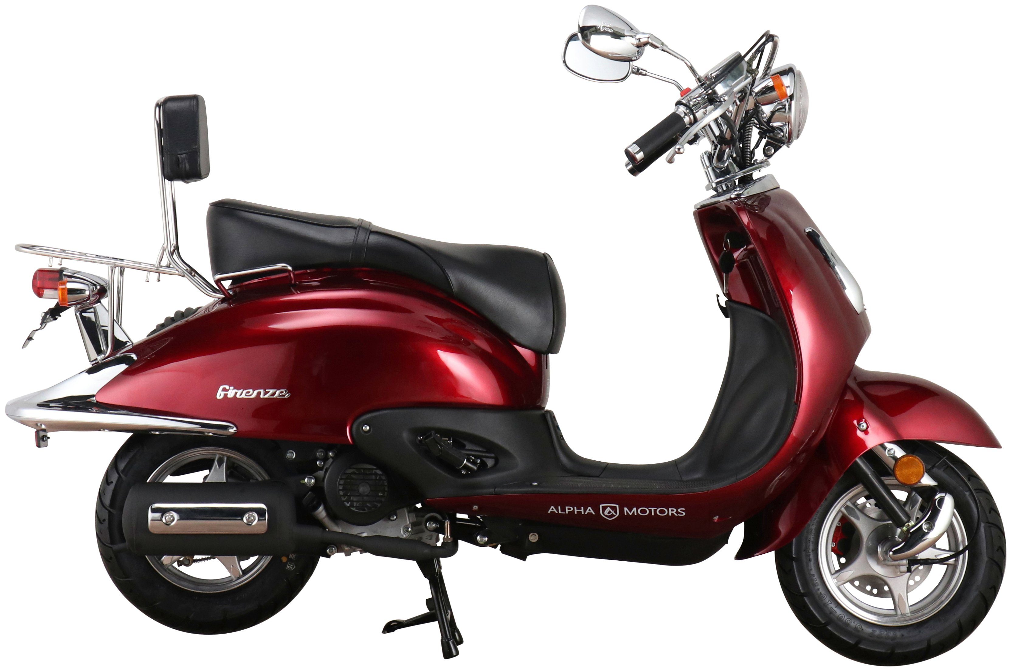 | 45 Firenze, Alpha km/h, Euro 50 weinrot Motors 5 ccm, Retro Motorroller schwarz