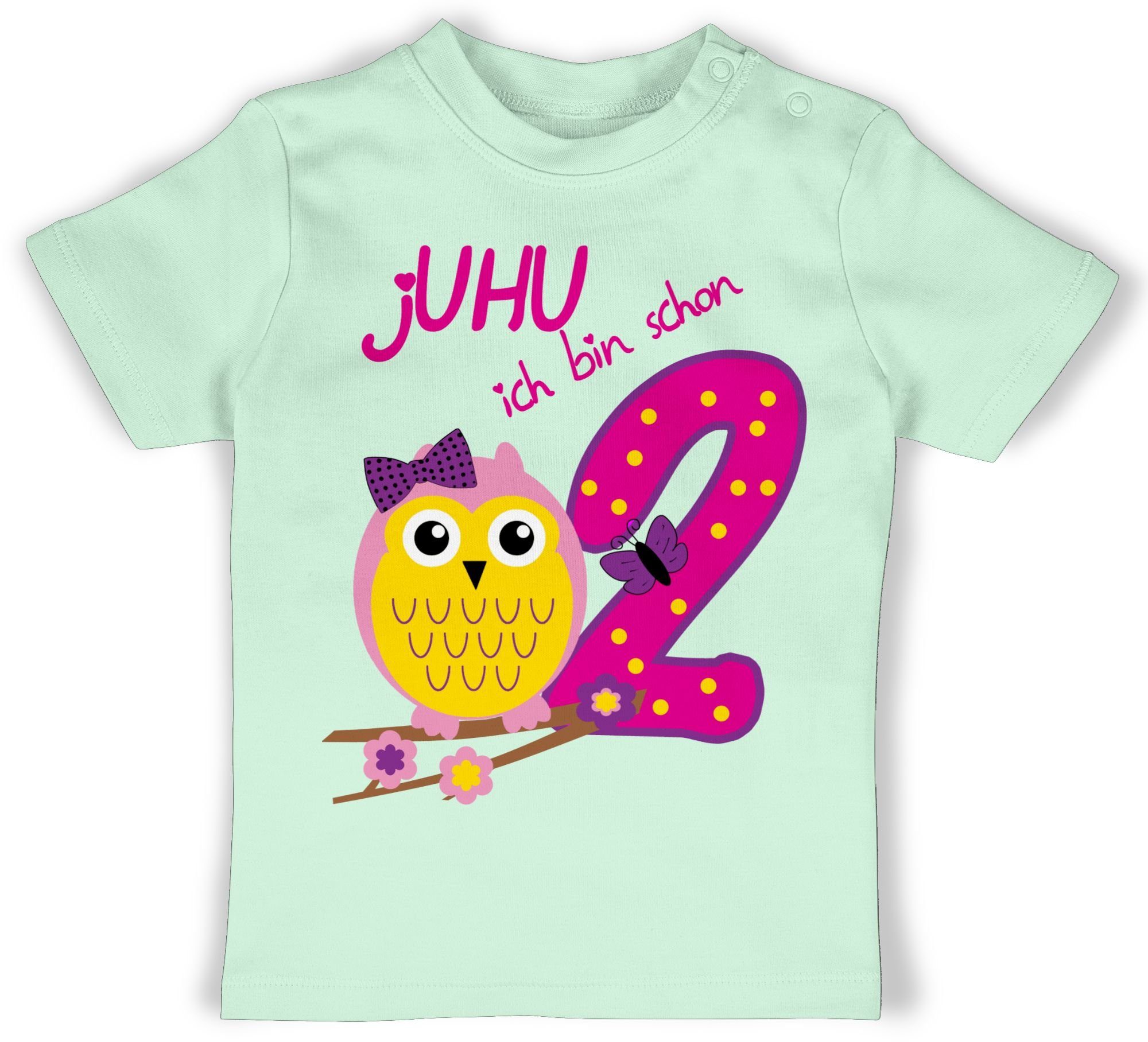 Shirtracer T-Shirt jUHU ich bin schon zwei 2. Geburtstag 3 Mintgrün
