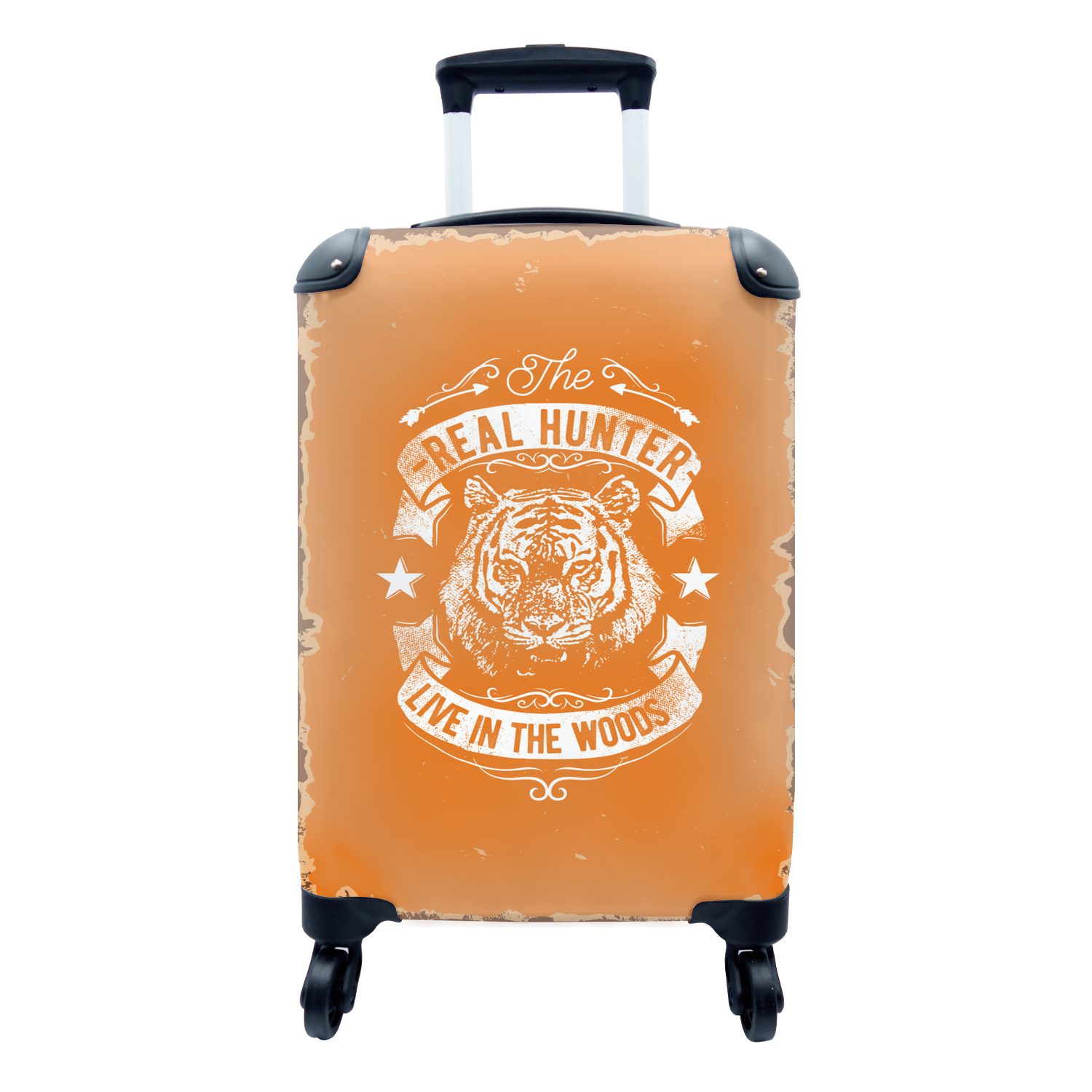 MuchoWow Handgepäckkoffer Jahrgang - Tiger - Orange, 4 Rollen, Reisetasche mit rollen, Handgepäck für Ferien, Trolley, Reisekoffer