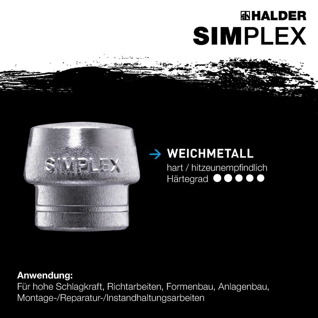 Gummihammer HALDER SIMPLEX Schonhammer Ø 30 mm Kupfer / Weichmetall mit verstärkem