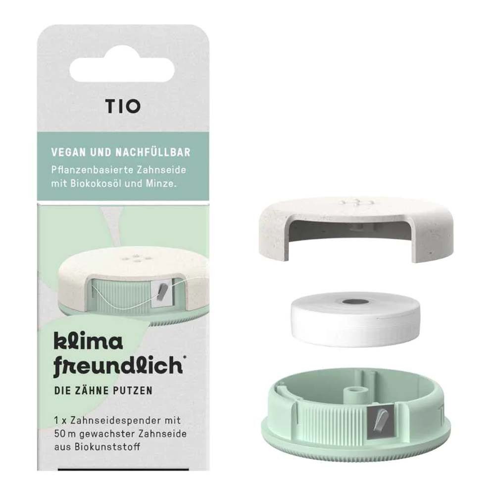 Tio Zahnseide Tiofloss Zahnseidespender - 50m vegane Zahnseide gewachst