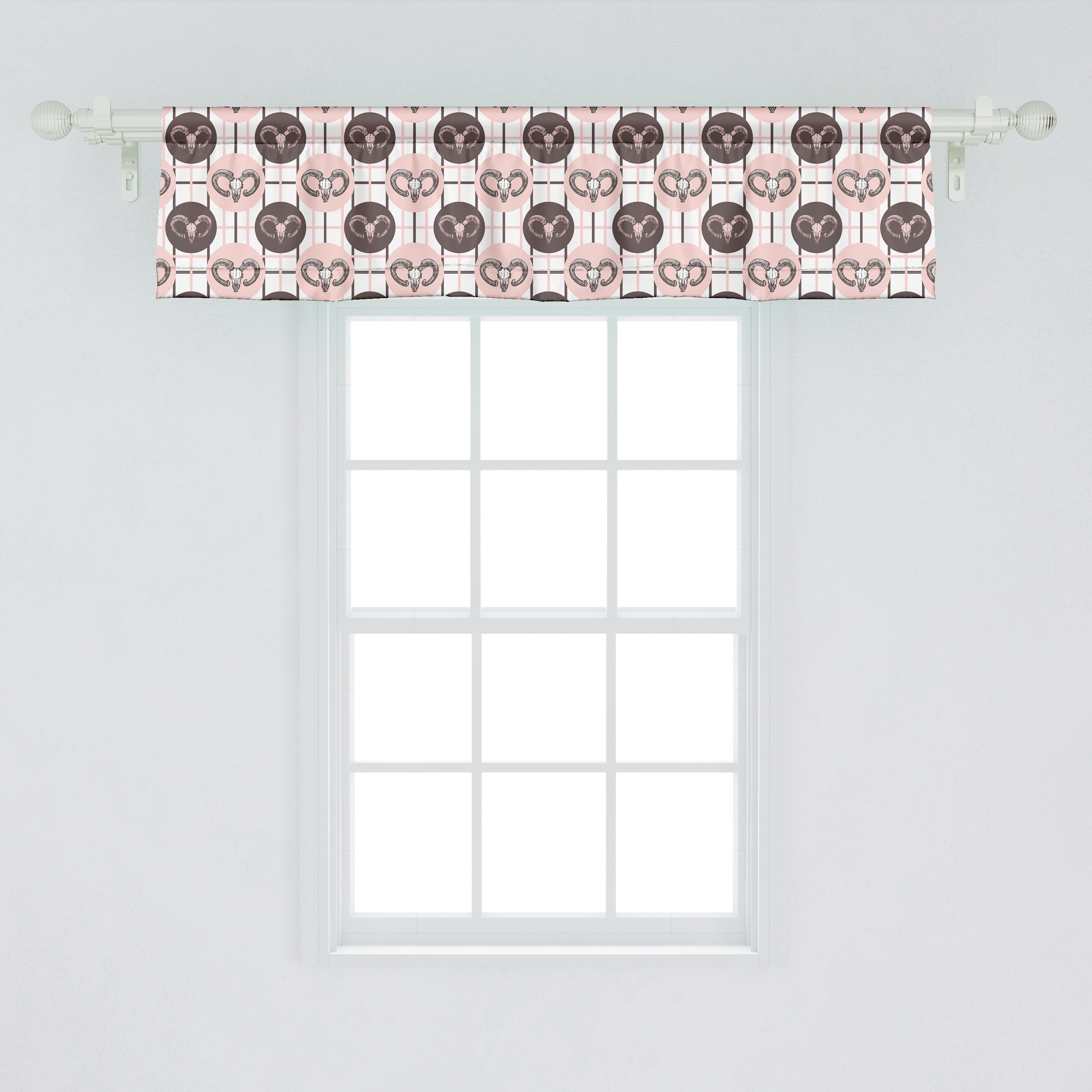 Scheibengardine Vorhang mit Microfaser, Schlafzimmer Dekor Stangentasche, Volant für Tierporträt Kreise Abakuhaus, Ziege auf Küche