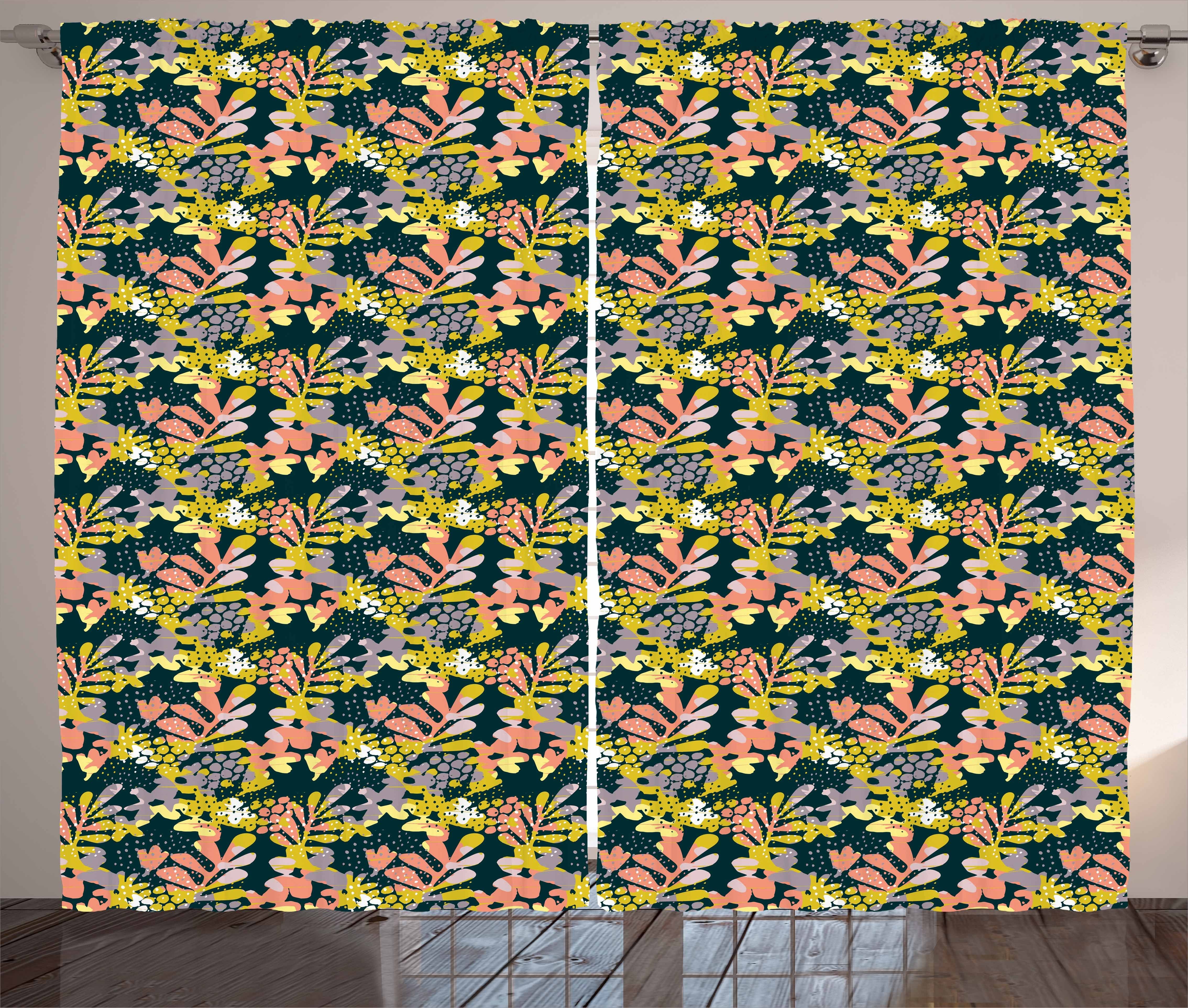 Gardine Schlaufen Frühlings-Laub Kräuselband Vorhang Abakuhaus, Haken, mit Blumen Schlafzimmer Weiche Zusammenfassung und