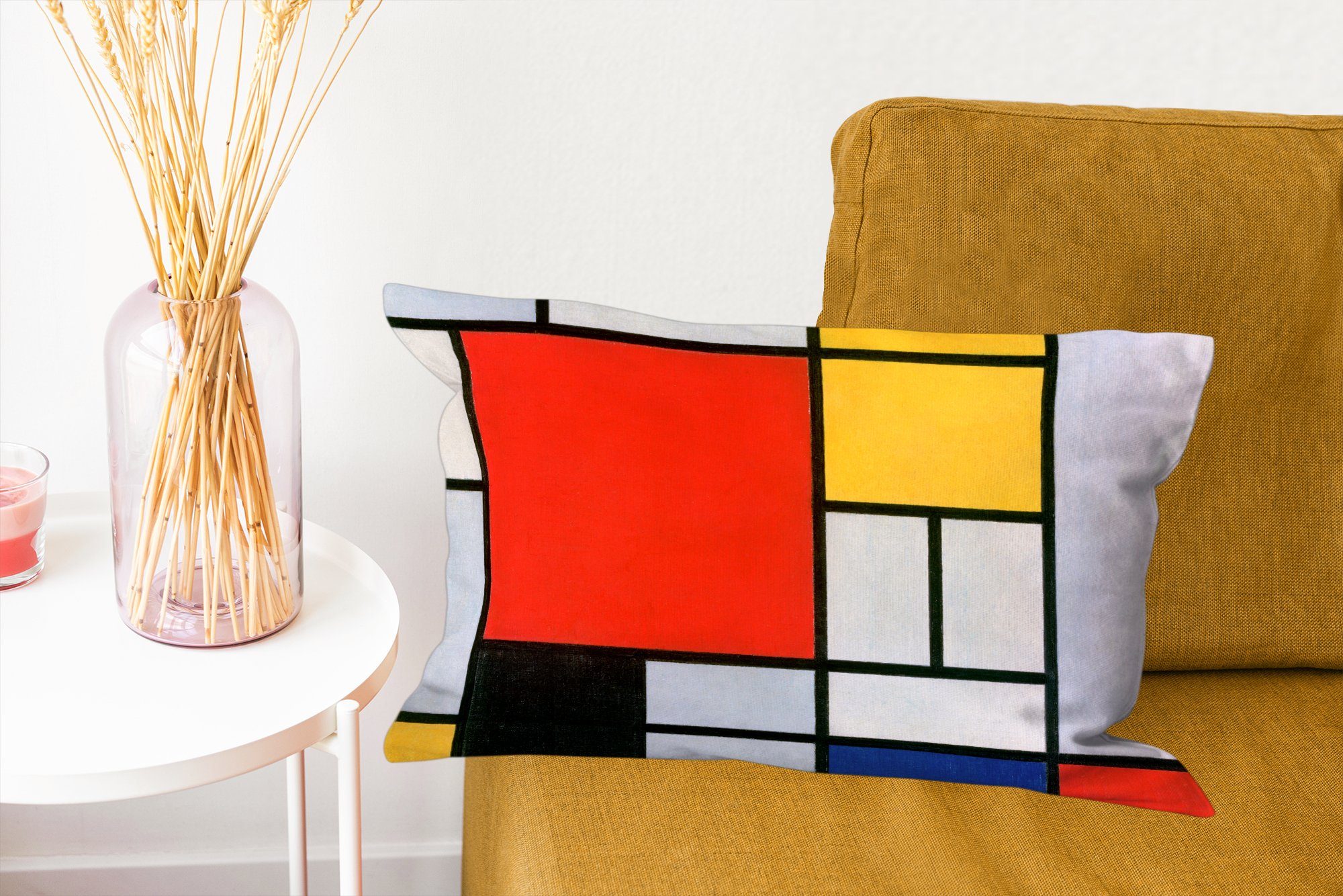 - Zierkissen, Meister, Kunst Dekokissen Schlafzimmer - Dekokissen MuchoWow Mondrian mit Dekoration, Wohzimmer Füllung, Alte