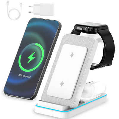 JOEAIS Kabelloses Ladestation 3 in 1 Induktive Ladegerät Wireless Charger Induktions-Ladegerät (SmartWatch Charging Station Induktive Ladegerät)