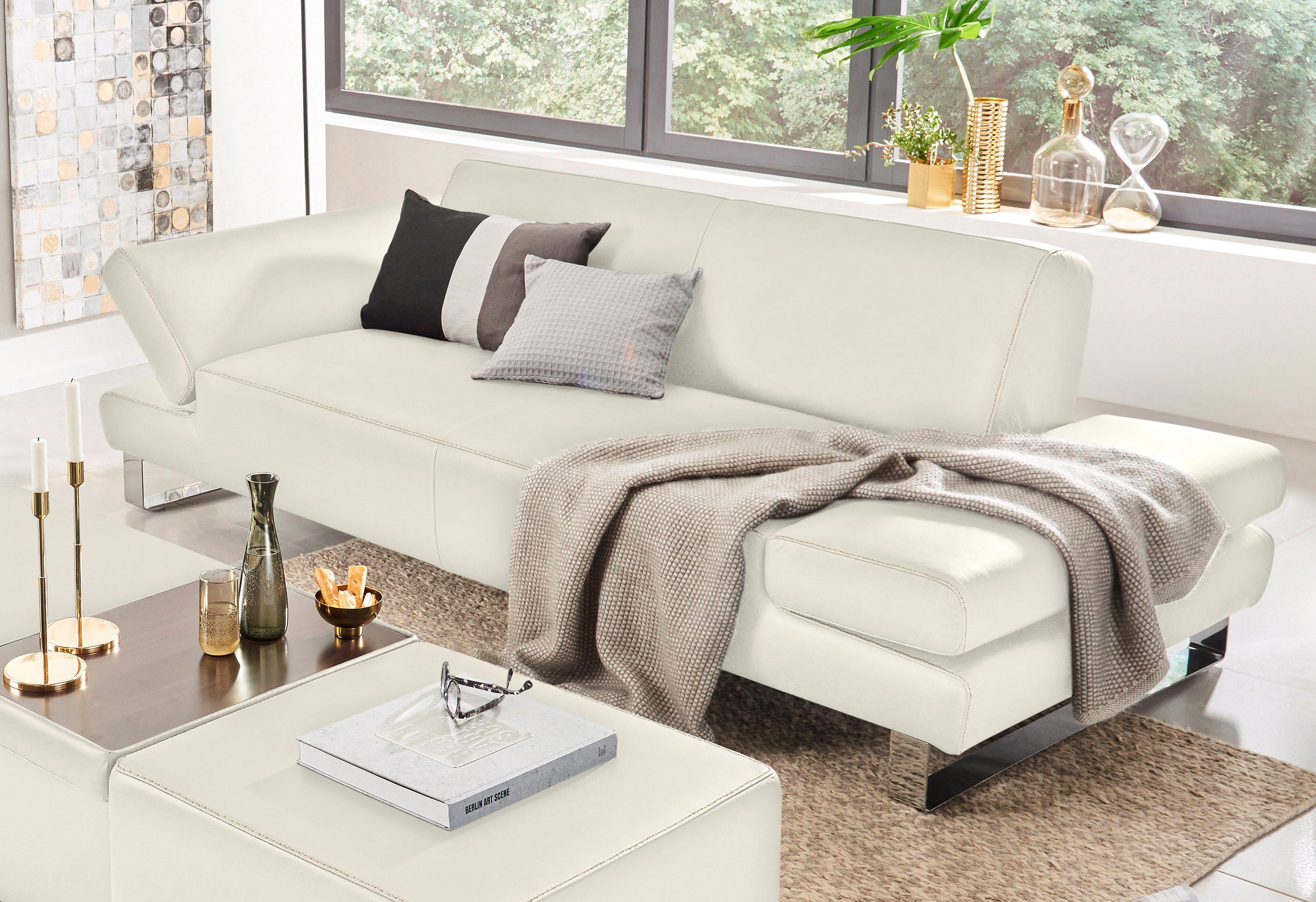 W.SCHILLIG 3-Sitzer taboo Designsofa mit hohem Sitzkomfort, mit Normaltiefe, inklusive Armlehnenverstellung, mit Kontrastnaht