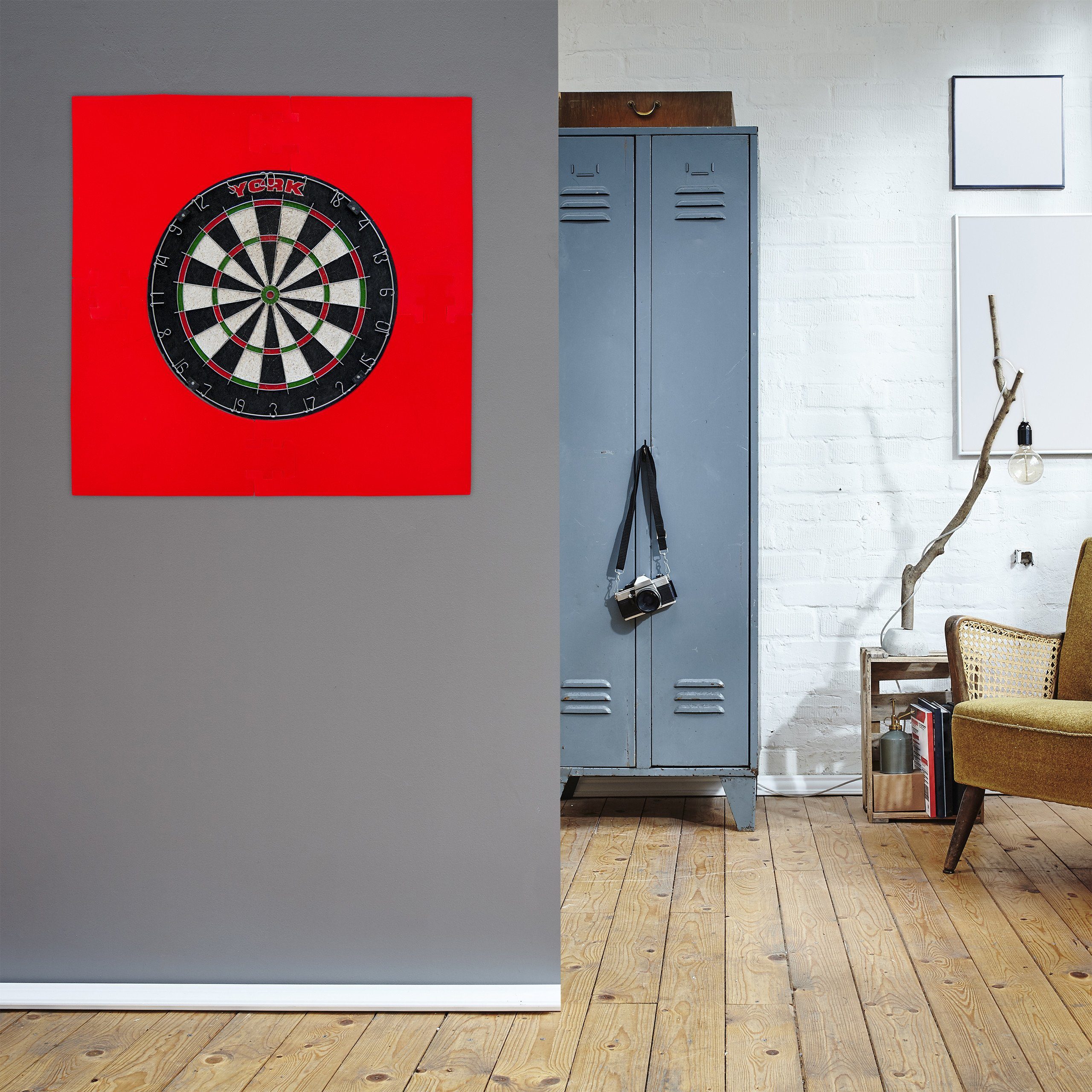 relaxdays Dart-Wandschutz Dartscheibe Schutzring "R6", rot