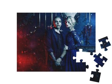 puzzleYOU Puzzle Ein schönes Vampirpaar in einem dunklen Innenraum, 48 Puzzleteile, puzzleYOU-Kollektionen Vampire