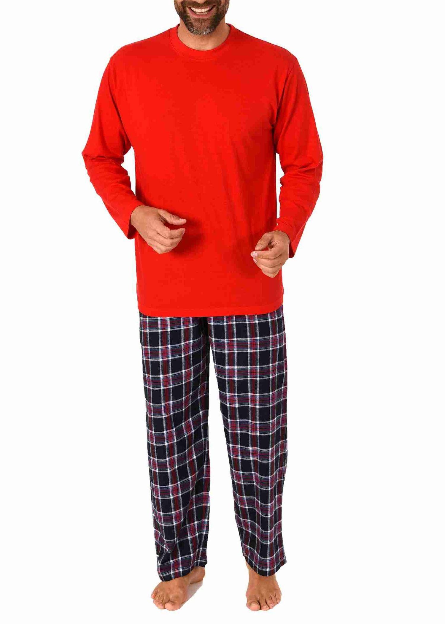 Trend by Normann Pyjama Herren langarm Schlafanzug mit karierter Flanell Hose - 222 10 873