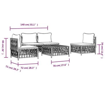 vidaXL Gartenlounge-Set 5-tlg. Garten-Lounge-Set mit Kissen Weiß Stahl, (5-tlg)