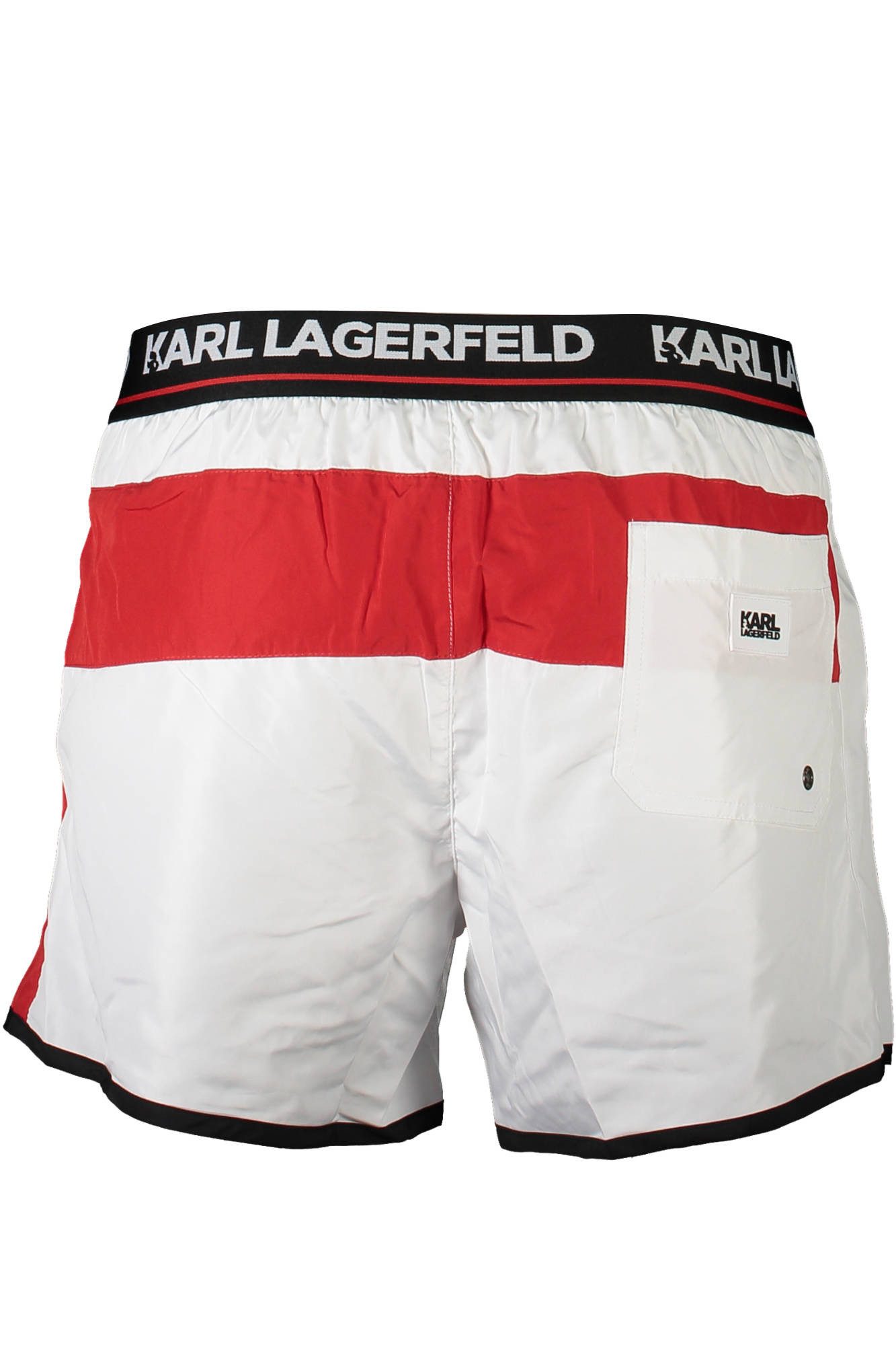 KARL LAGERFELD Badeshorts Stilvolle Herren Badeshorts in Weiß mit Kontrastdetails und Taschen